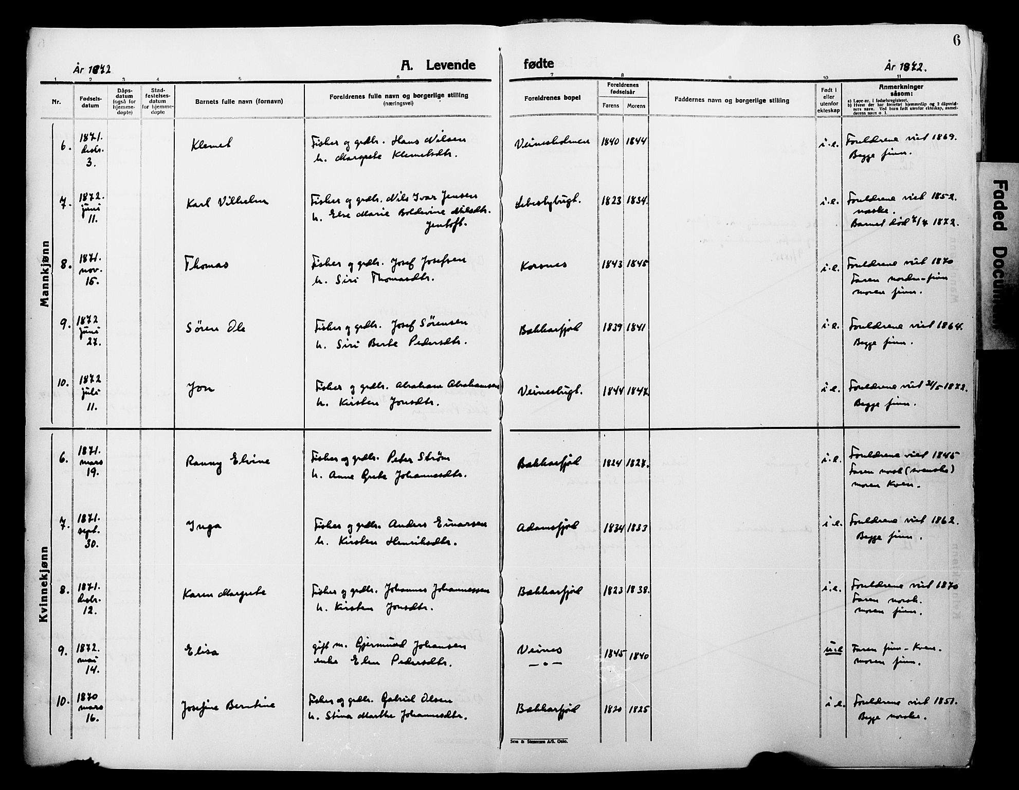 Lebesby sokneprestkontor, AV/SATØ-S-1353/H/Ha/L0004kirke: Parish register (official) no. 4, 1870-1902, p. 6