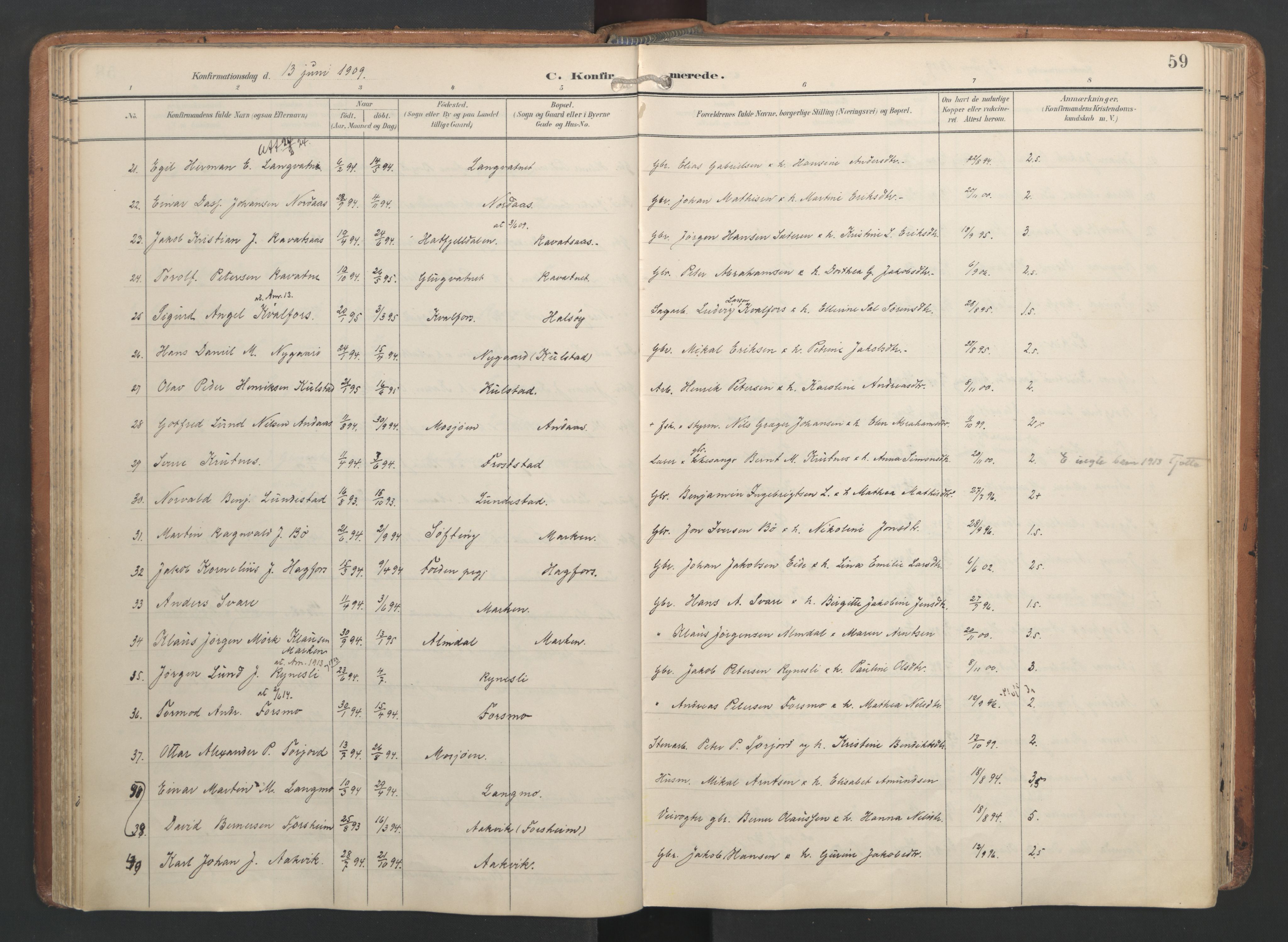 Ministerialprotokoller, klokkerbøker og fødselsregistre - Nordland, AV/SAT-A-1459/820/L0298: Parish register (official) no. 820A19, 1897-1915, p. 59