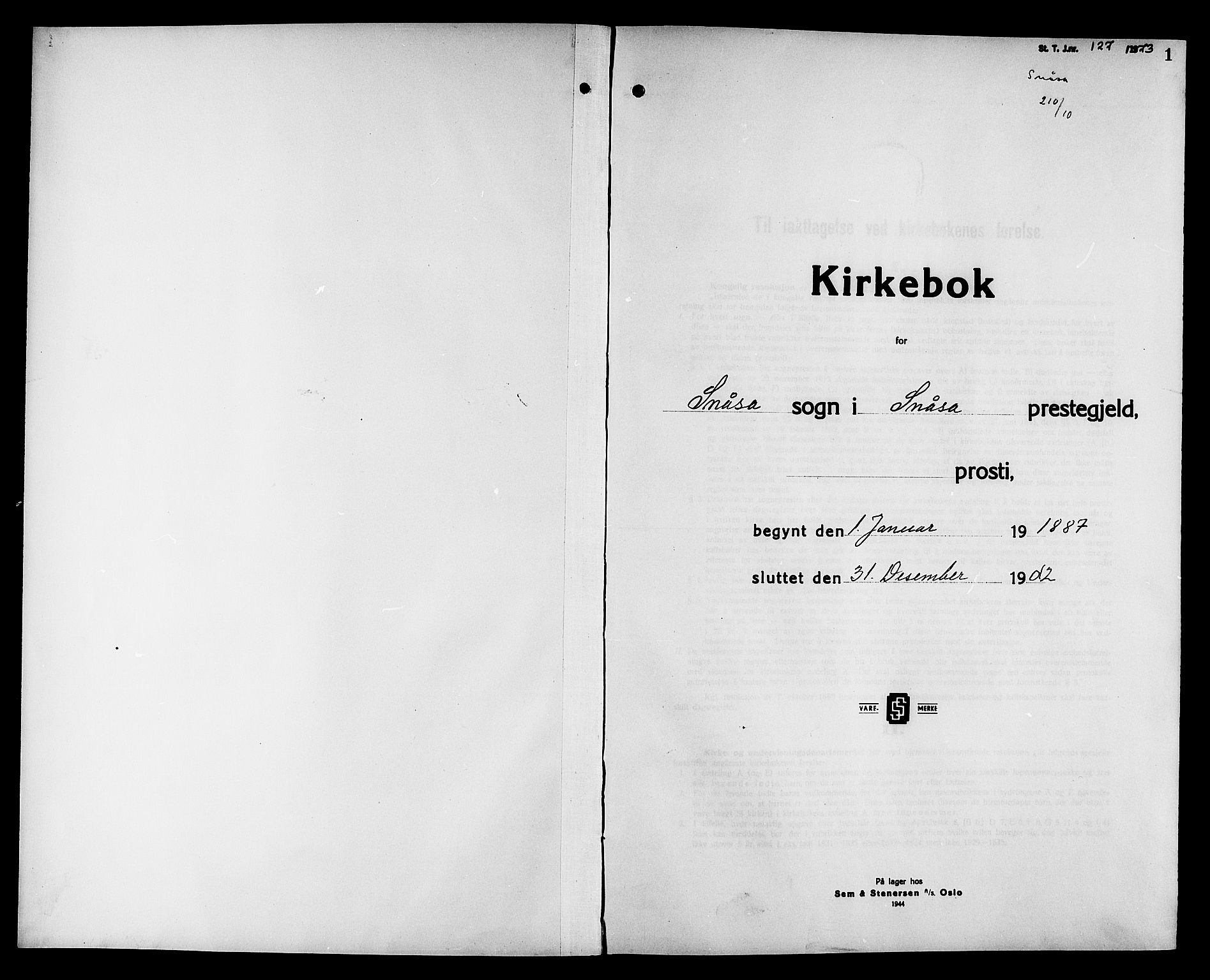 Ministerialprotokoller, klokkerbøker og fødselsregistre - Nord-Trøndelag, SAT/A-1458/749/L0487: Parish register (official) no. 749D03, 1887-1902, p. 1