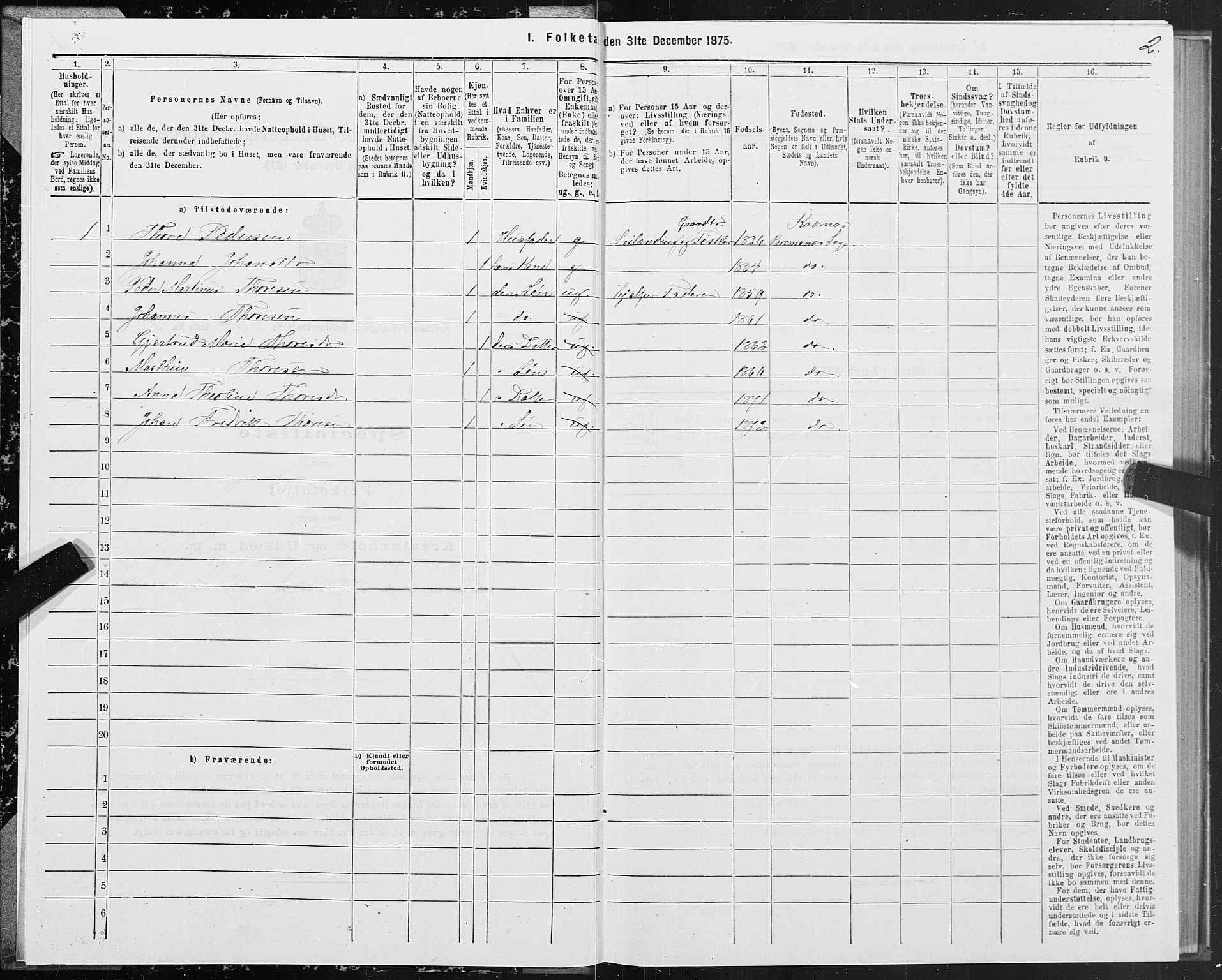 SAT, 1875 census for 1553P Kvernes, 1875, p. 7002