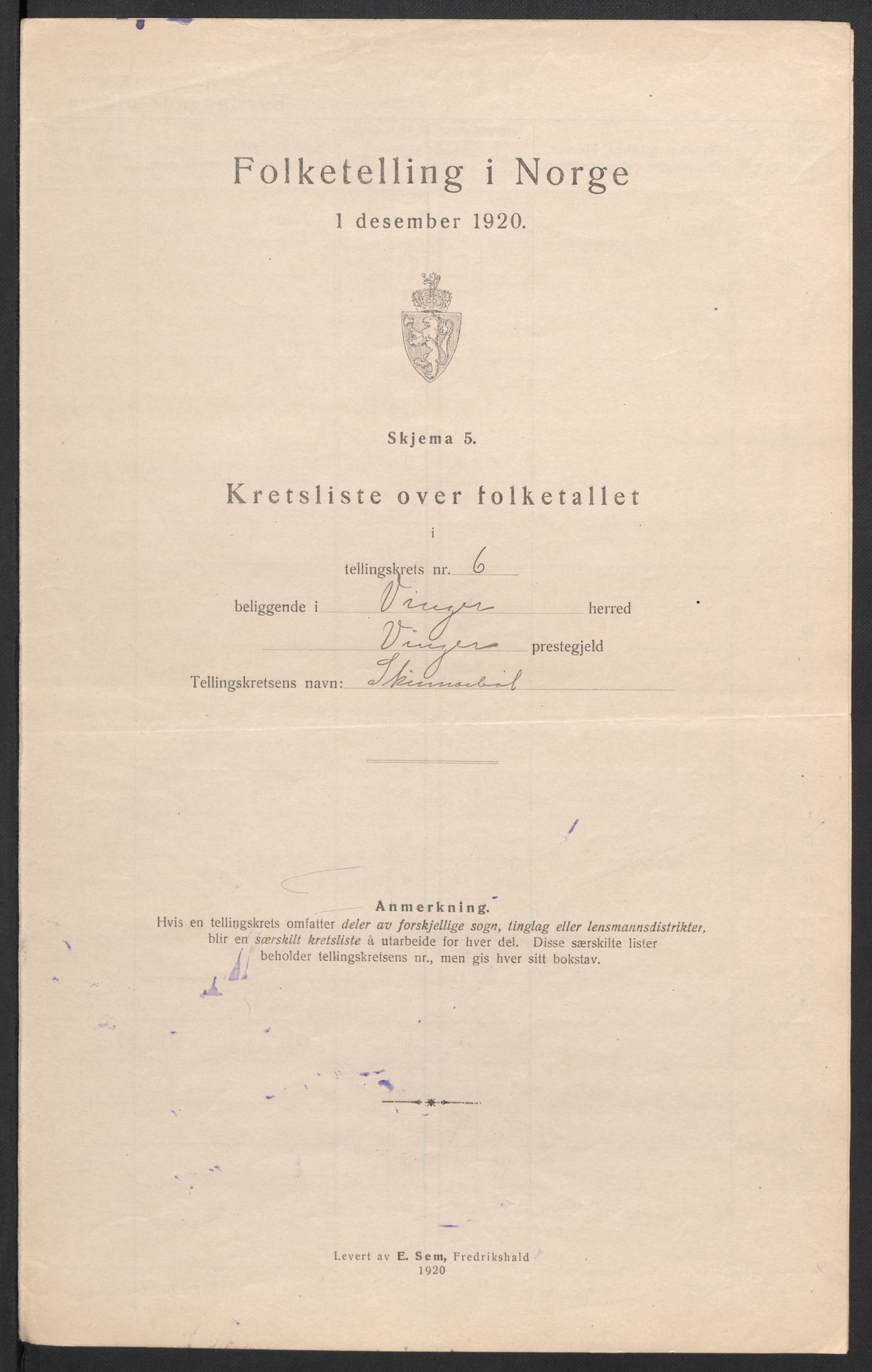 SAH, 1920 census for Vinger, 1920, p. 25