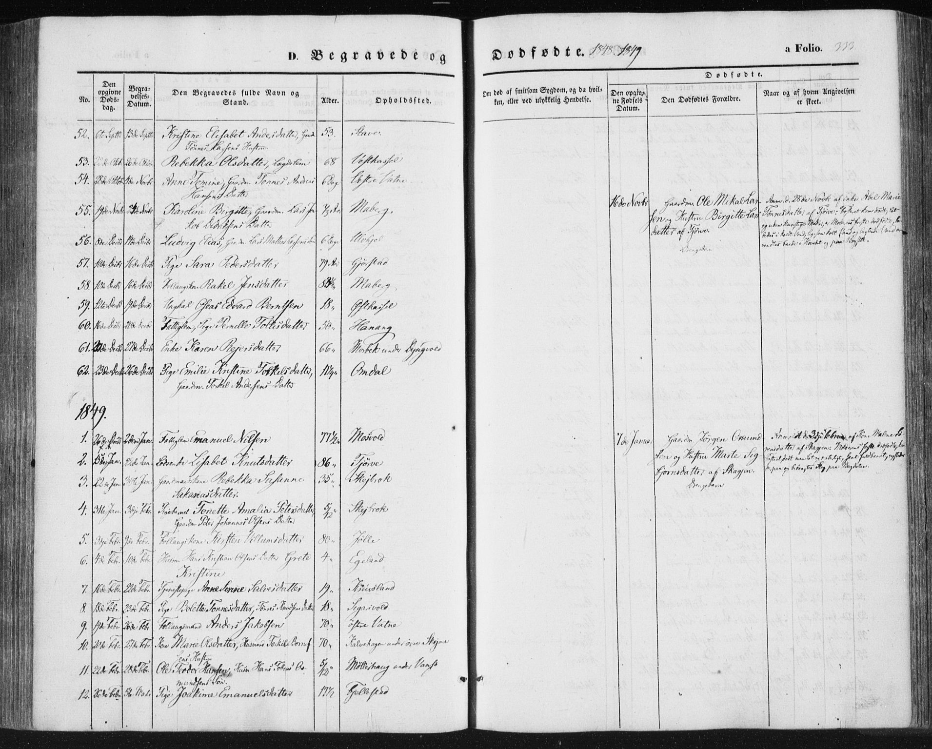 Lista sokneprestkontor, SAK/1111-0027/F/Fa/L0010: Parish register (official) no. A 10, 1846-1861, p. 333
