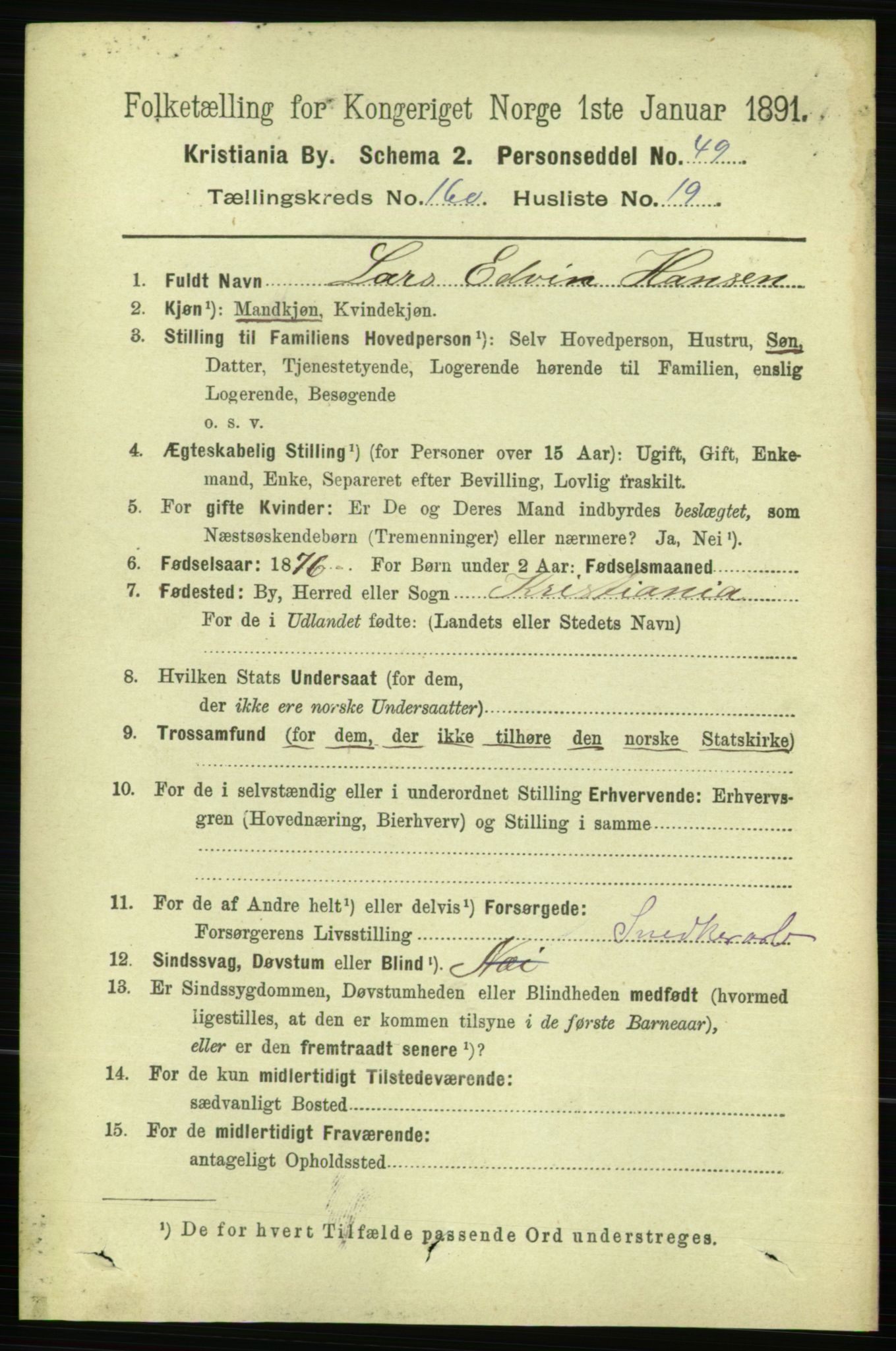 RA, 1891 census for 0301 Kristiania, 1891, p. 91240