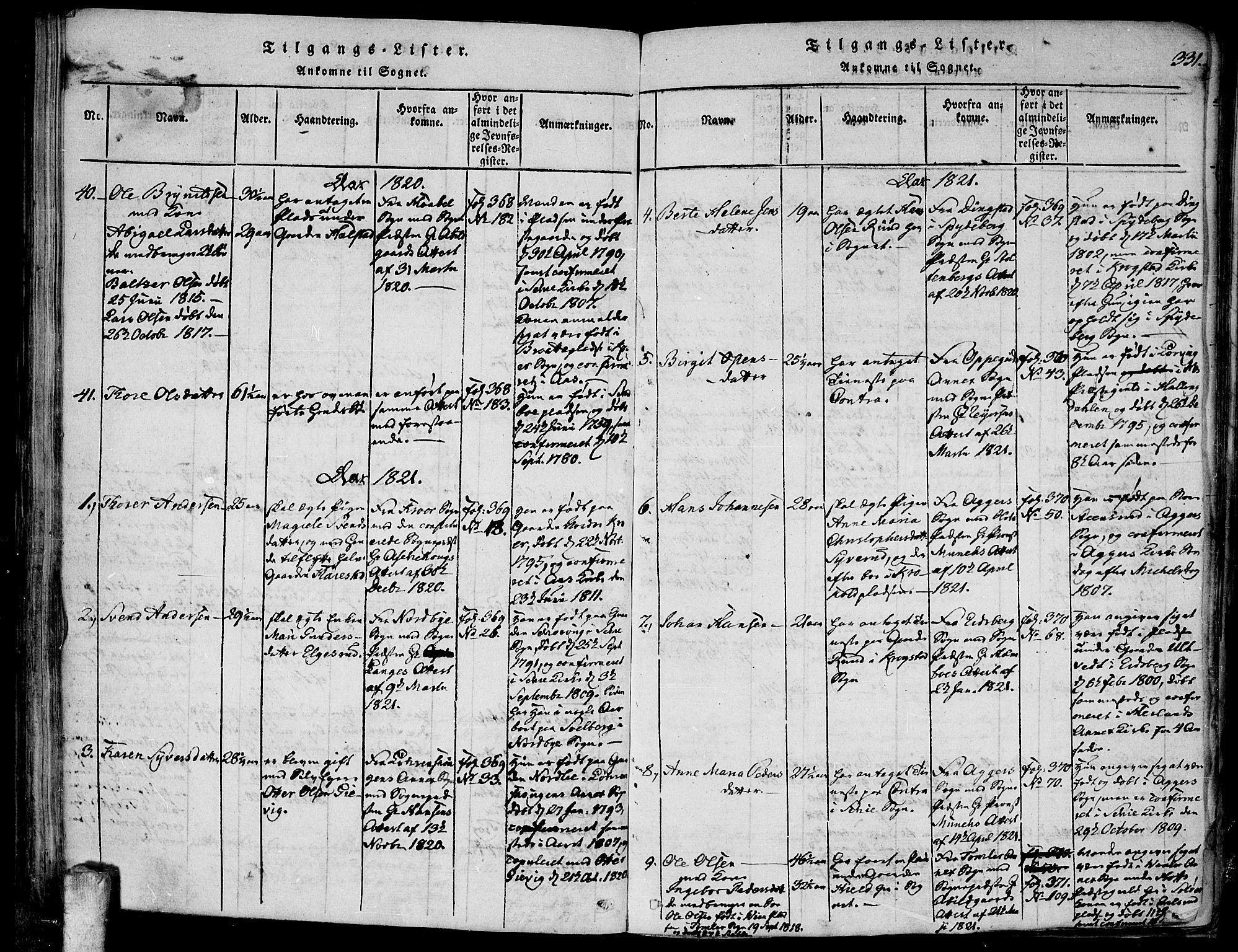 Kråkstad prestekontor Kirkebøker, SAO/A-10125a/F/Fa/L0003: Parish register (official) no. I 3, 1813-1824, p. 331