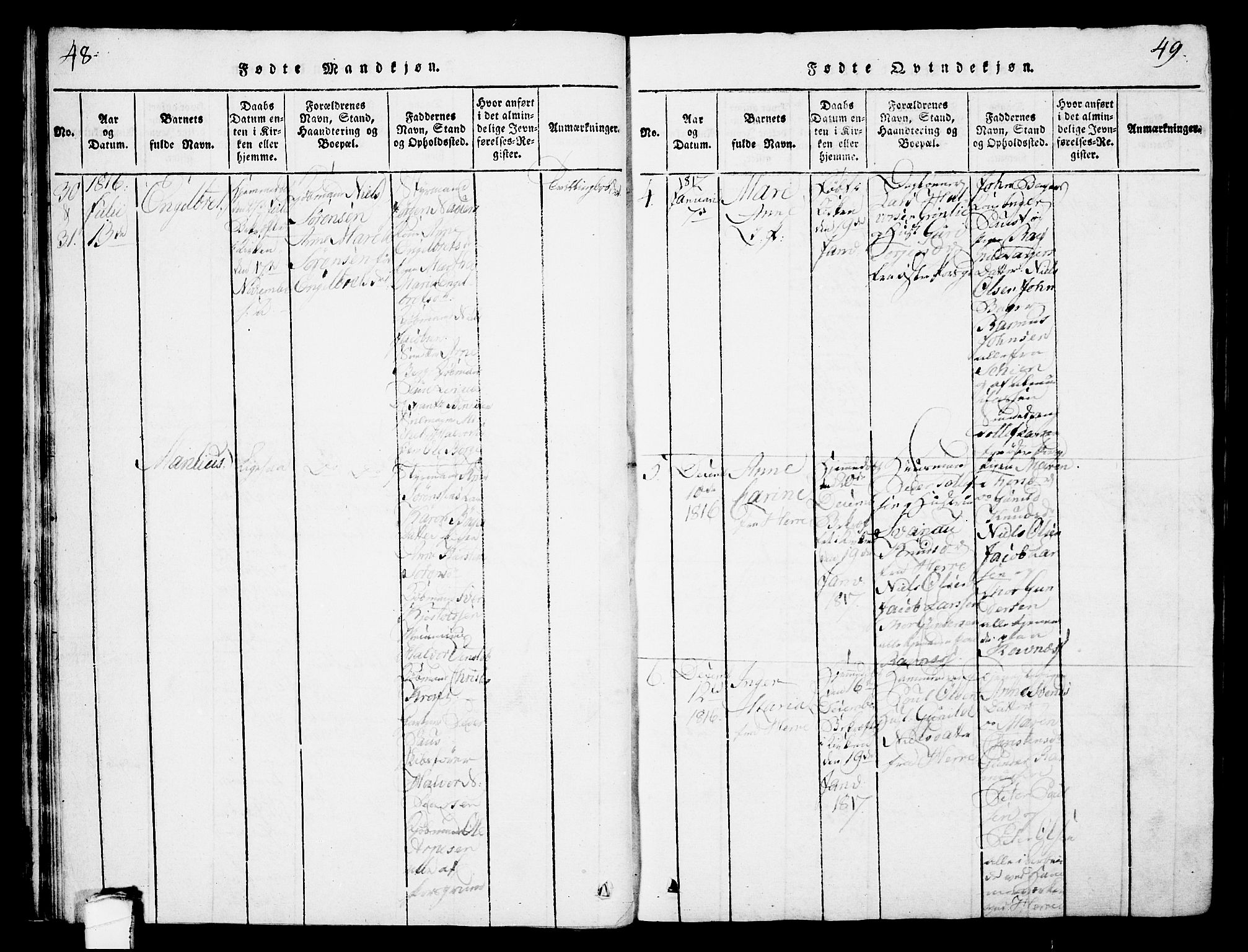 Porsgrunn kirkebøker , AV/SAKO-A-104/G/Gb/L0001: Parish register (copy) no. II 1, 1817-1828, p. 48-49