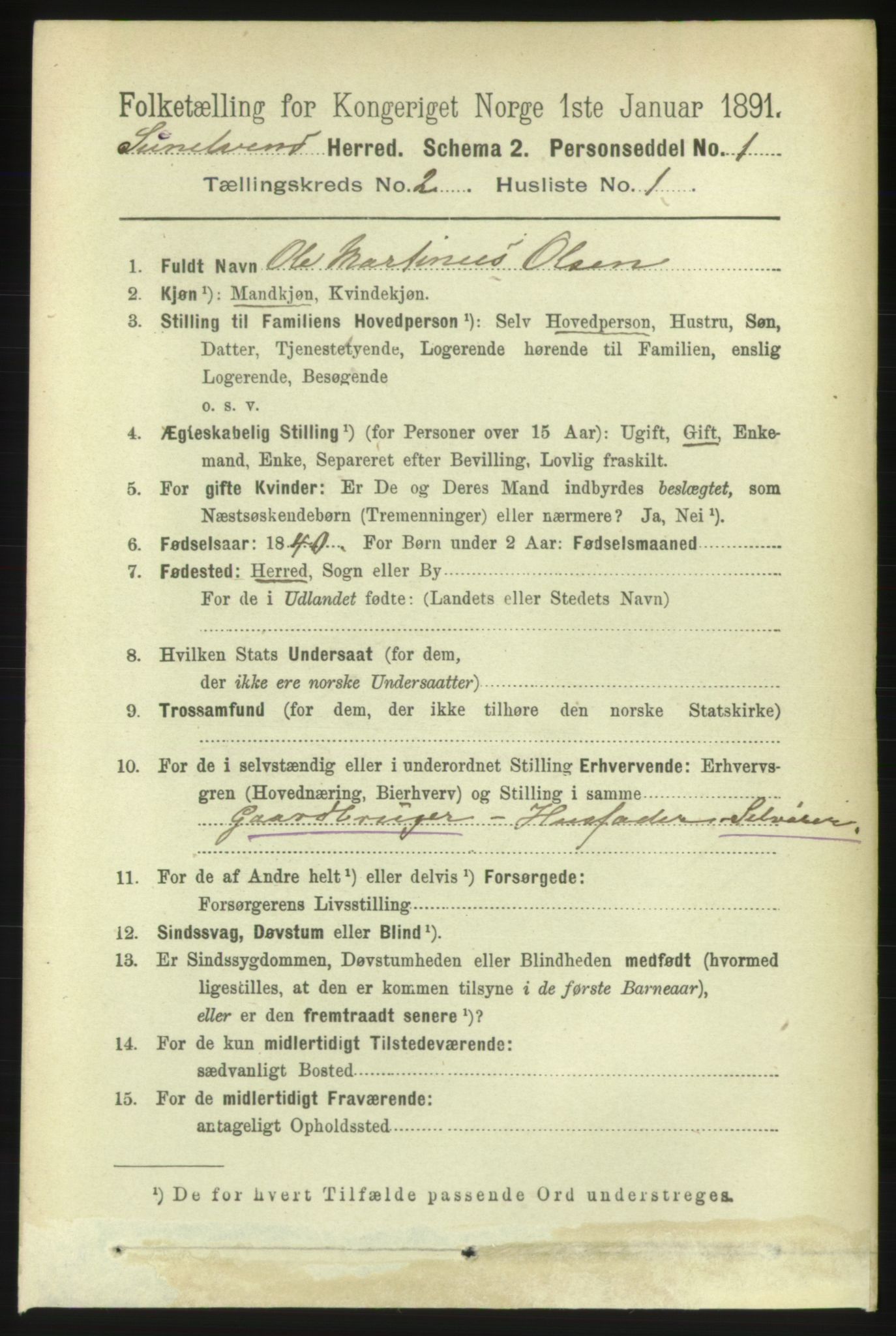 RA, 1891 census for 1523 Sunnylven, 1891, p. 380