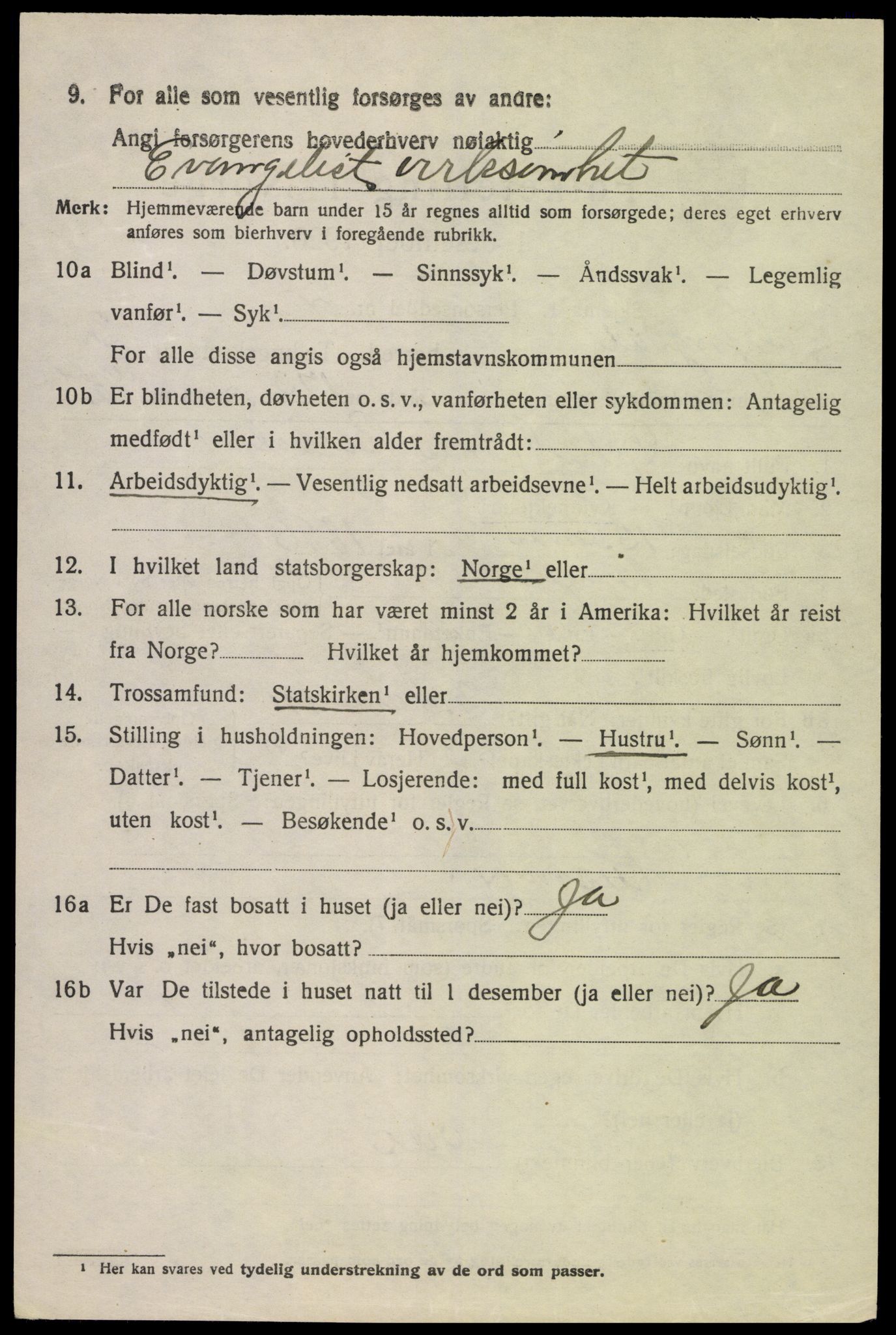 SAK, 1920 census for Lyngdal, 1920, p. 2304
