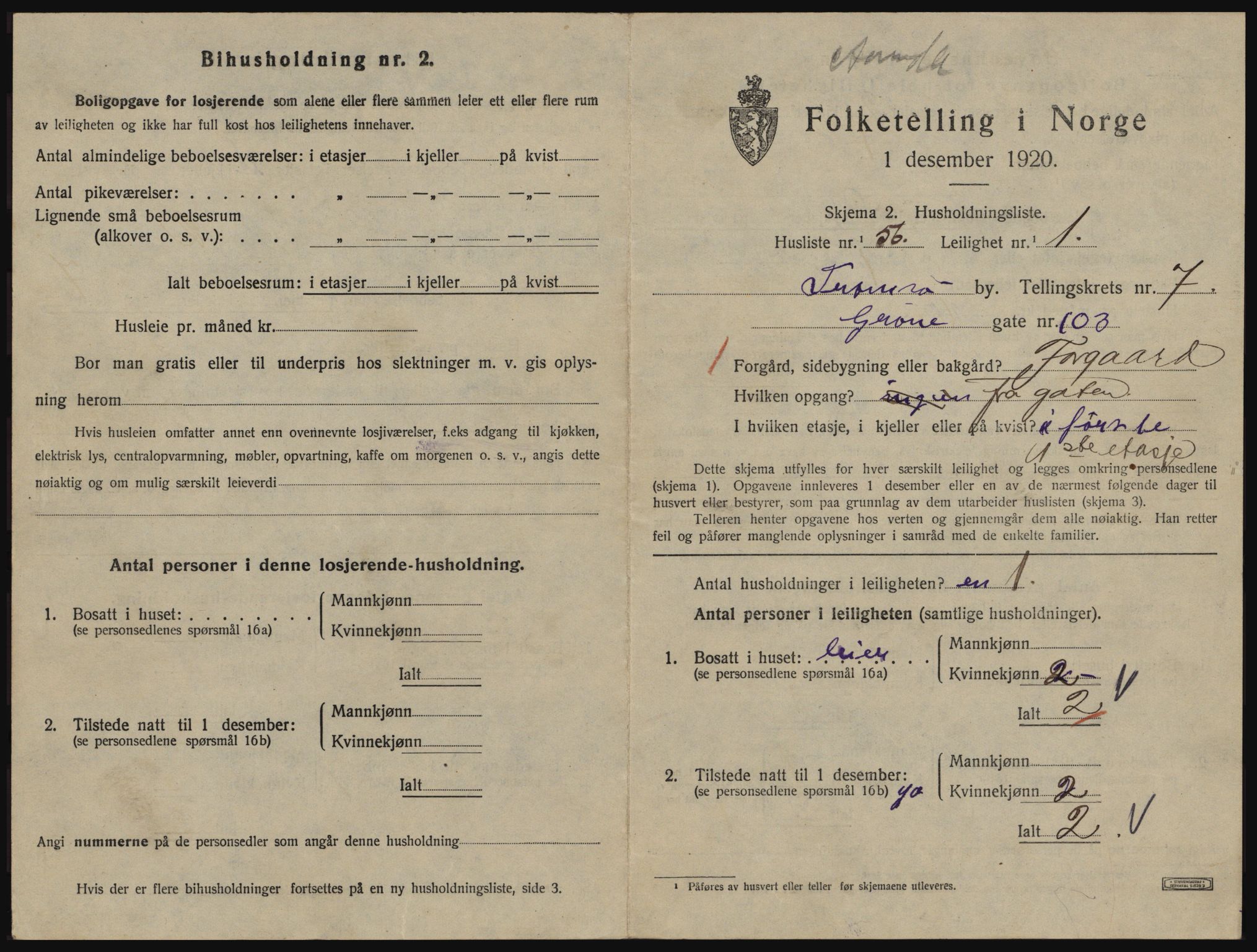 SATØ, 1920 census for Tromsø, 1920, p. 4347