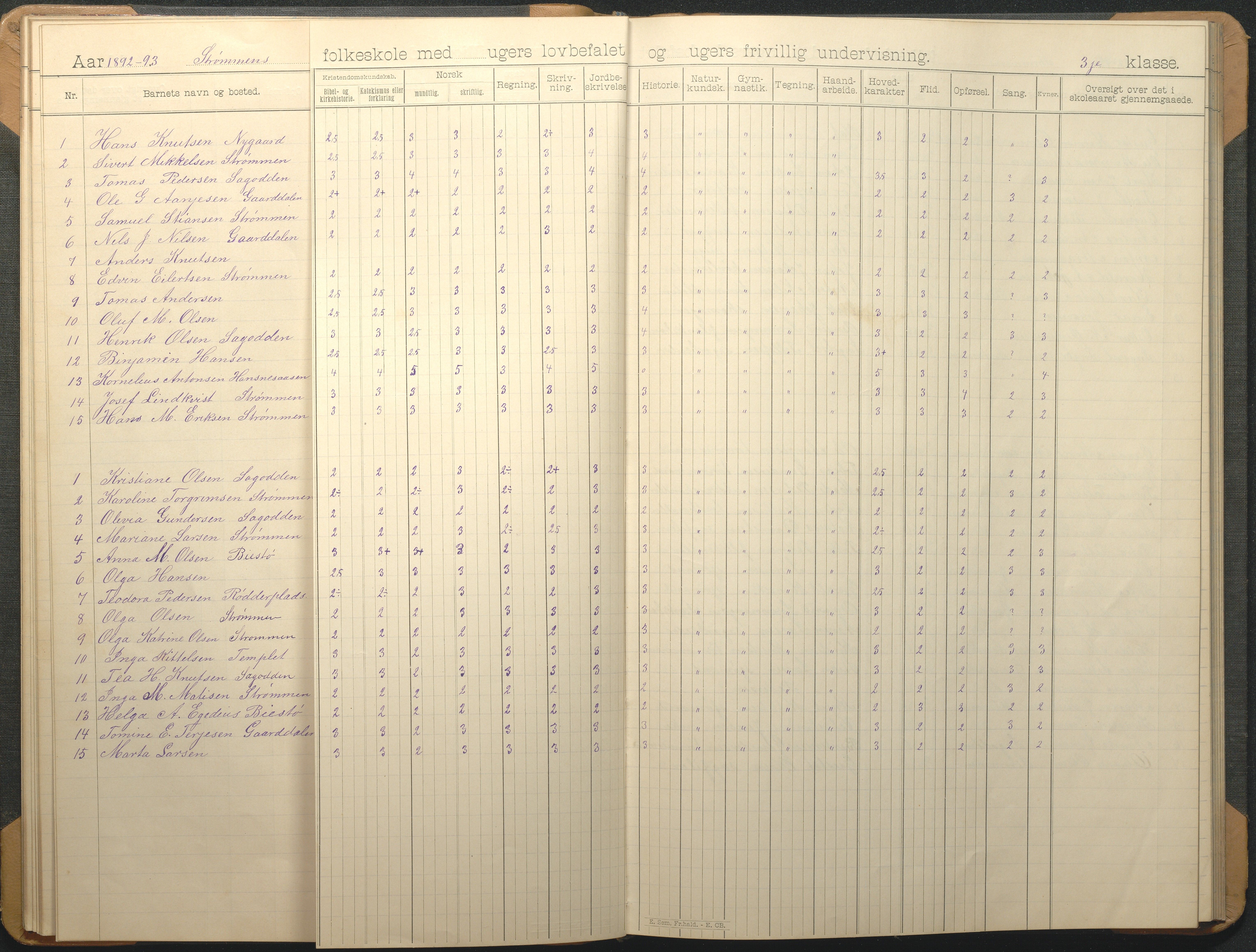 Øyestad kommune frem til 1979, AAKS/KA0920-PK/06/06G/L0009: Skoleprotokoll, 1891-1902