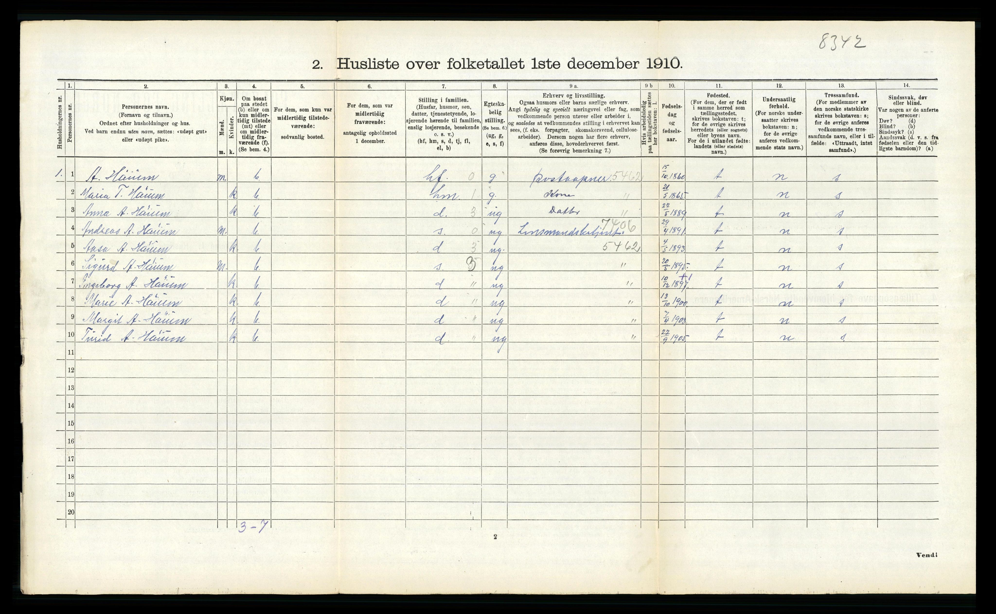 RA, 1910 census for Leikanger, 1910, p. 183