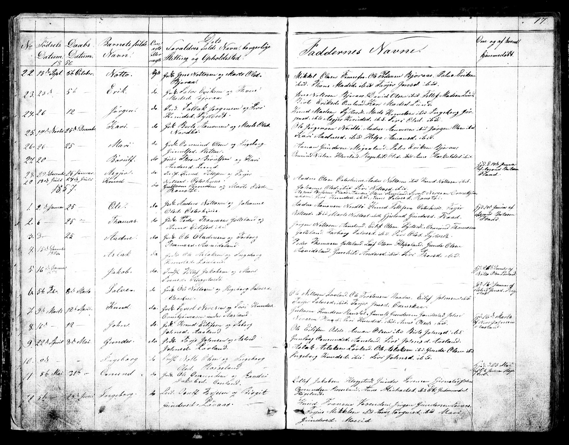 Evje sokneprestkontor, AV/SAK-1111-0008/F/Fb/Fba/L0002: Parish register (copy) no. B 2, 1849-1896, p. 17