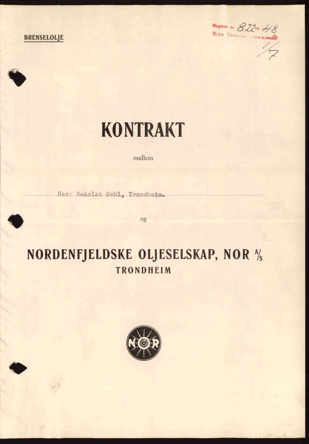 Hitra sorenskriveri, AV/SAT-A-0018/2/2C/2Ca: Mortgage book no. B1, 1939-1949, Diary no: : 822/1948