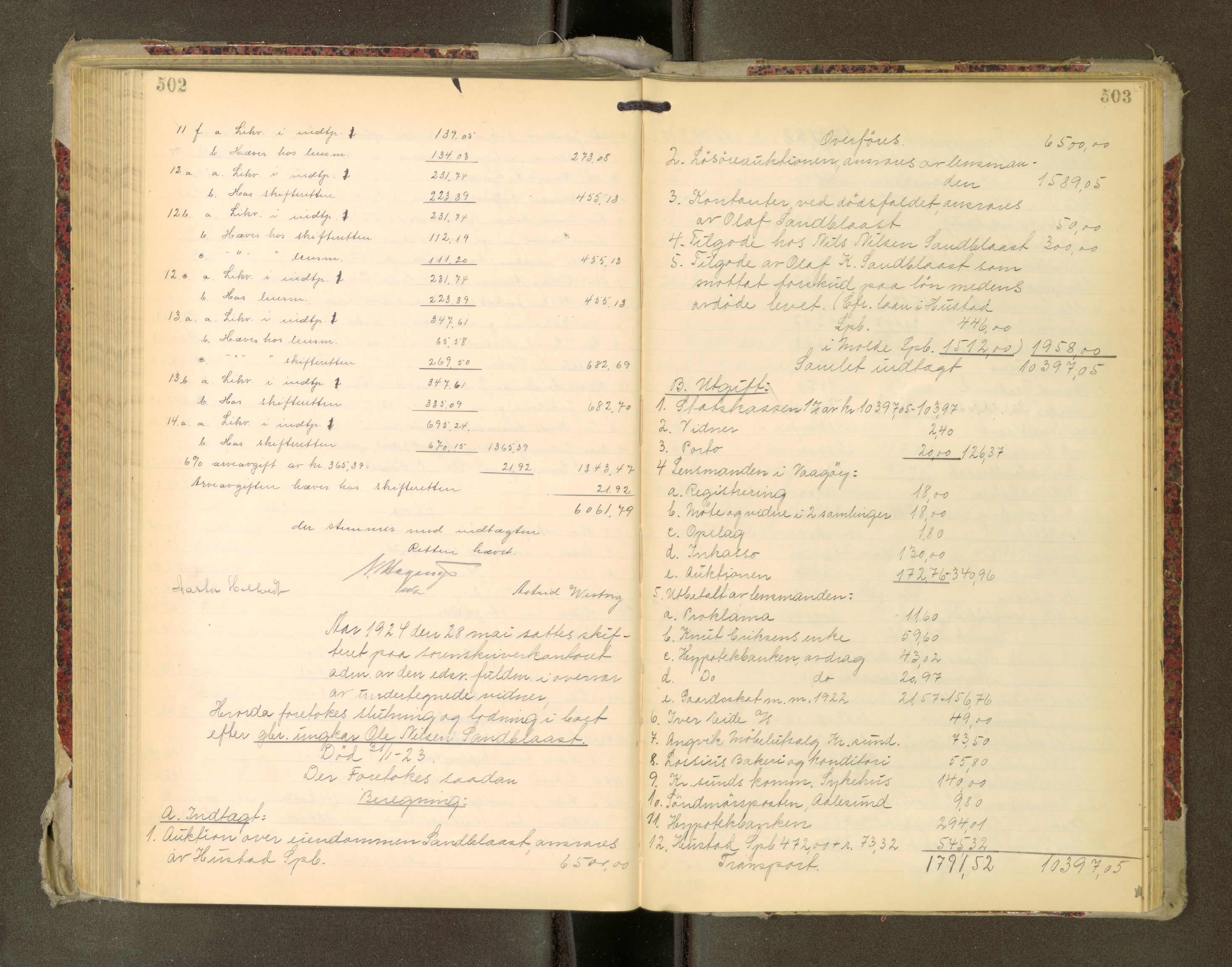 Romsdal sorenskriveri, AV/SAT-A-4149/1/3/3A/L0022: Skifteutlodnings Protokoll, 1920-1924, p. 502-503