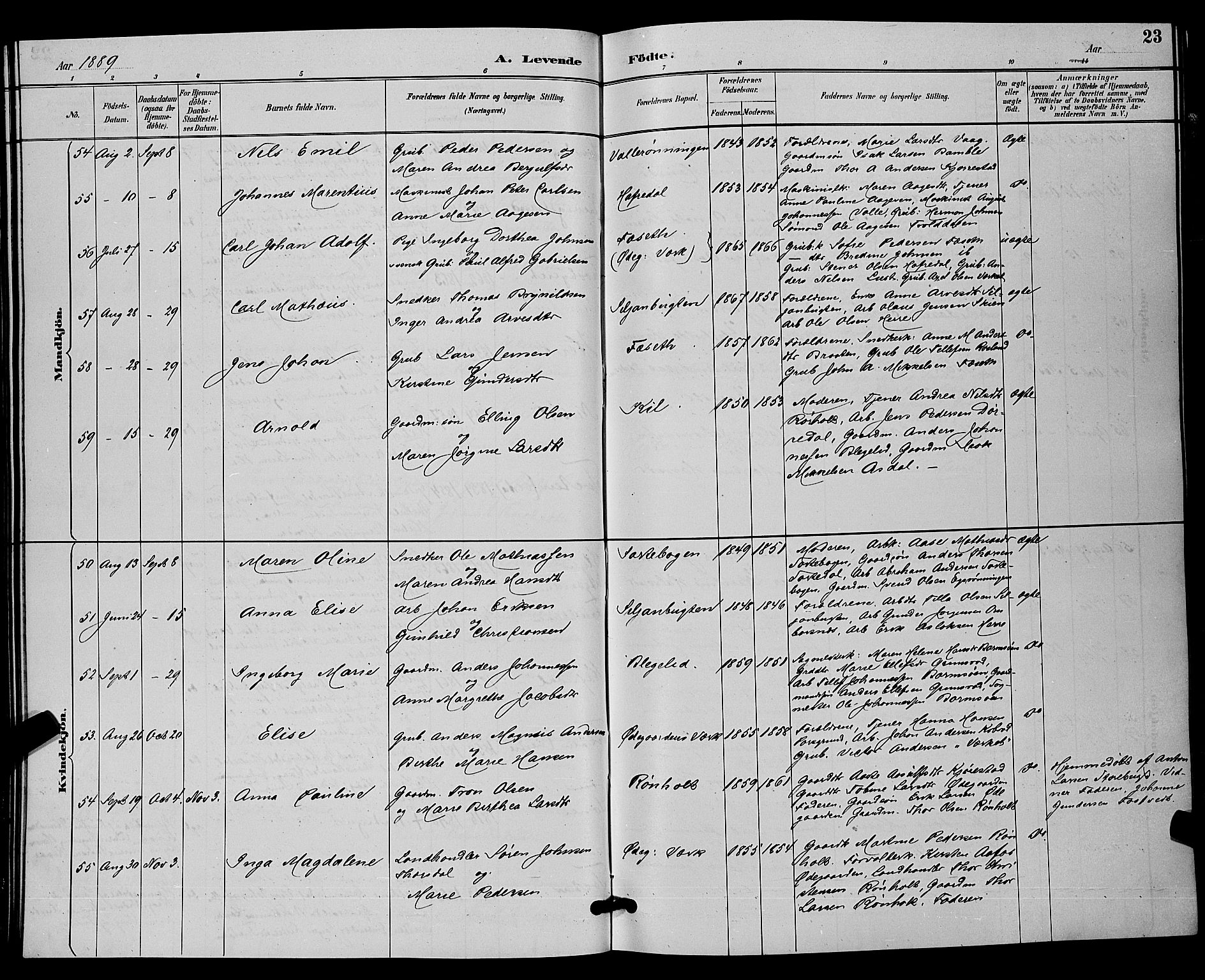 Bamble kirkebøker, SAKO/A-253/G/Ga/L0009: Parish register (copy) no. I 9, 1888-1900, p. 23