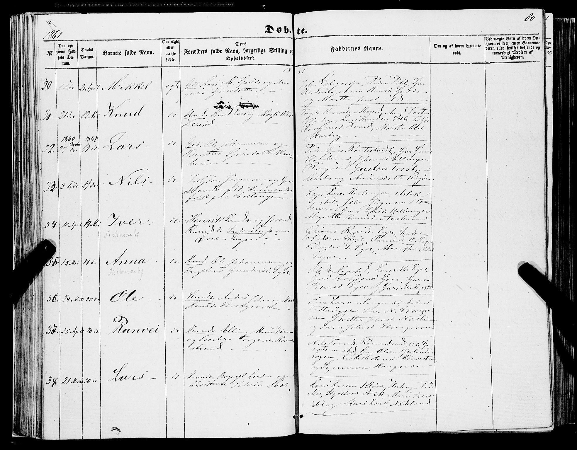 Ulvik sokneprestembete, AV/SAB-A-78801/H/Haa: Parish register (official) no. A 13, 1853-1863, p. 80