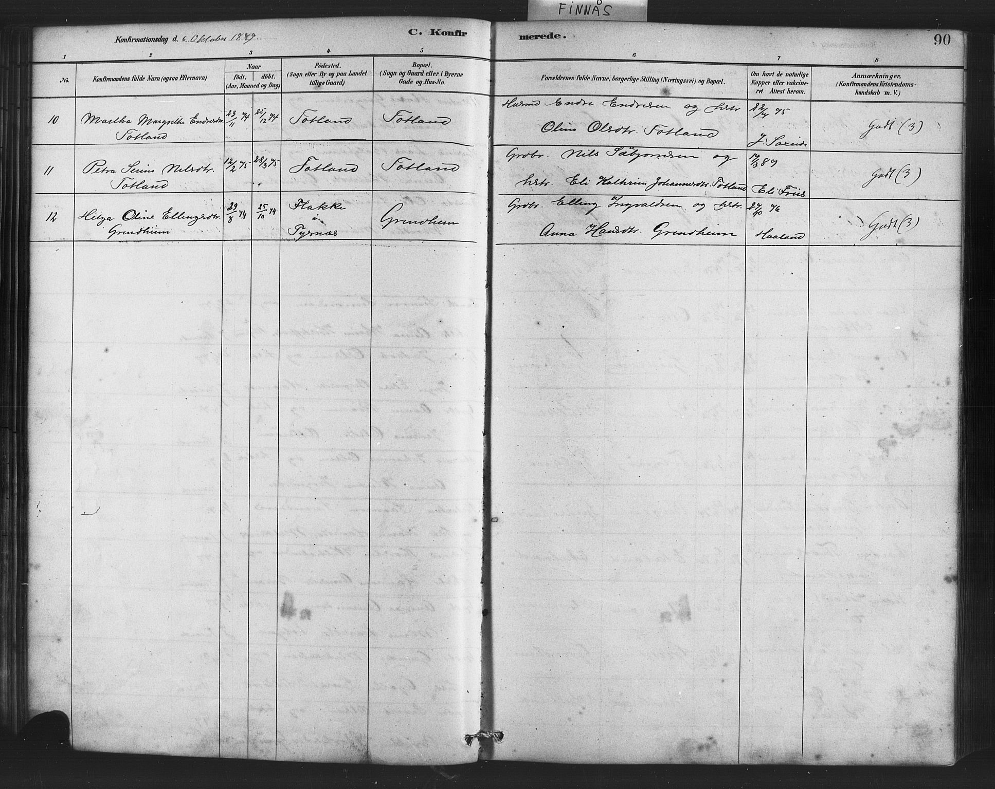 Finnås sokneprestembete, AV/SAB-A-99925/H/Ha/Haa/Haab/L0001: Parish register (official) no. B 1, 1881-1894, p. 90