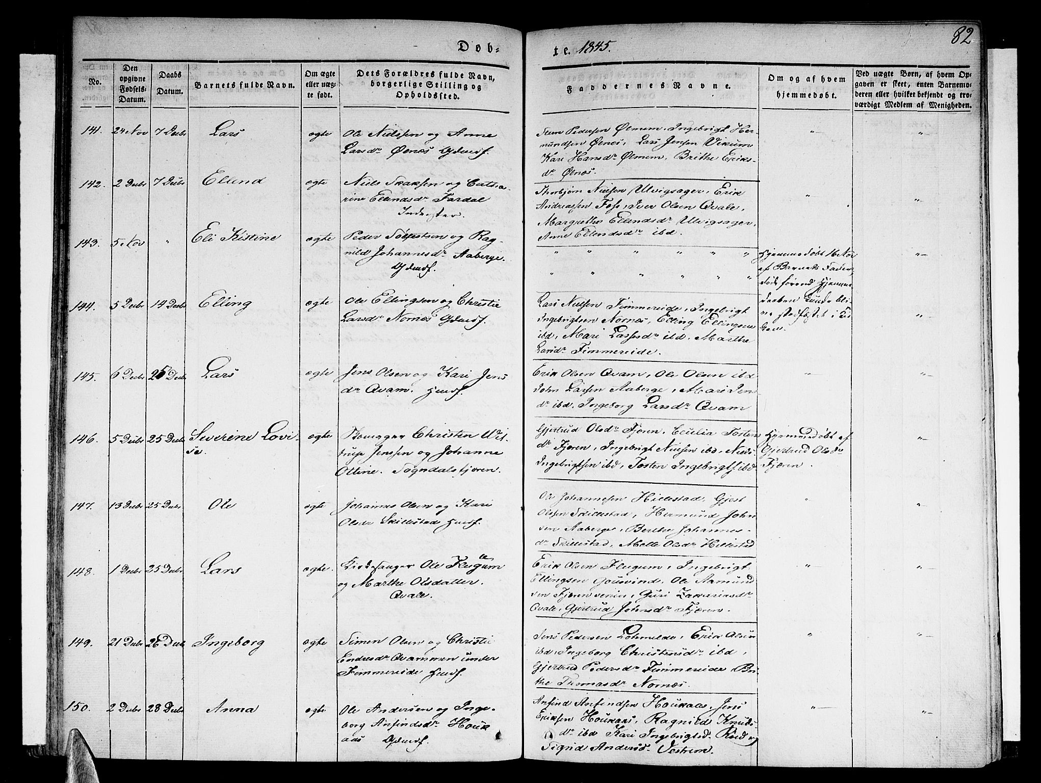 Sogndal sokneprestembete, SAB/A-81301/H/Haa/Haaa/L0011: Parish register (official) no. A 11, 1839-1847, p. 82