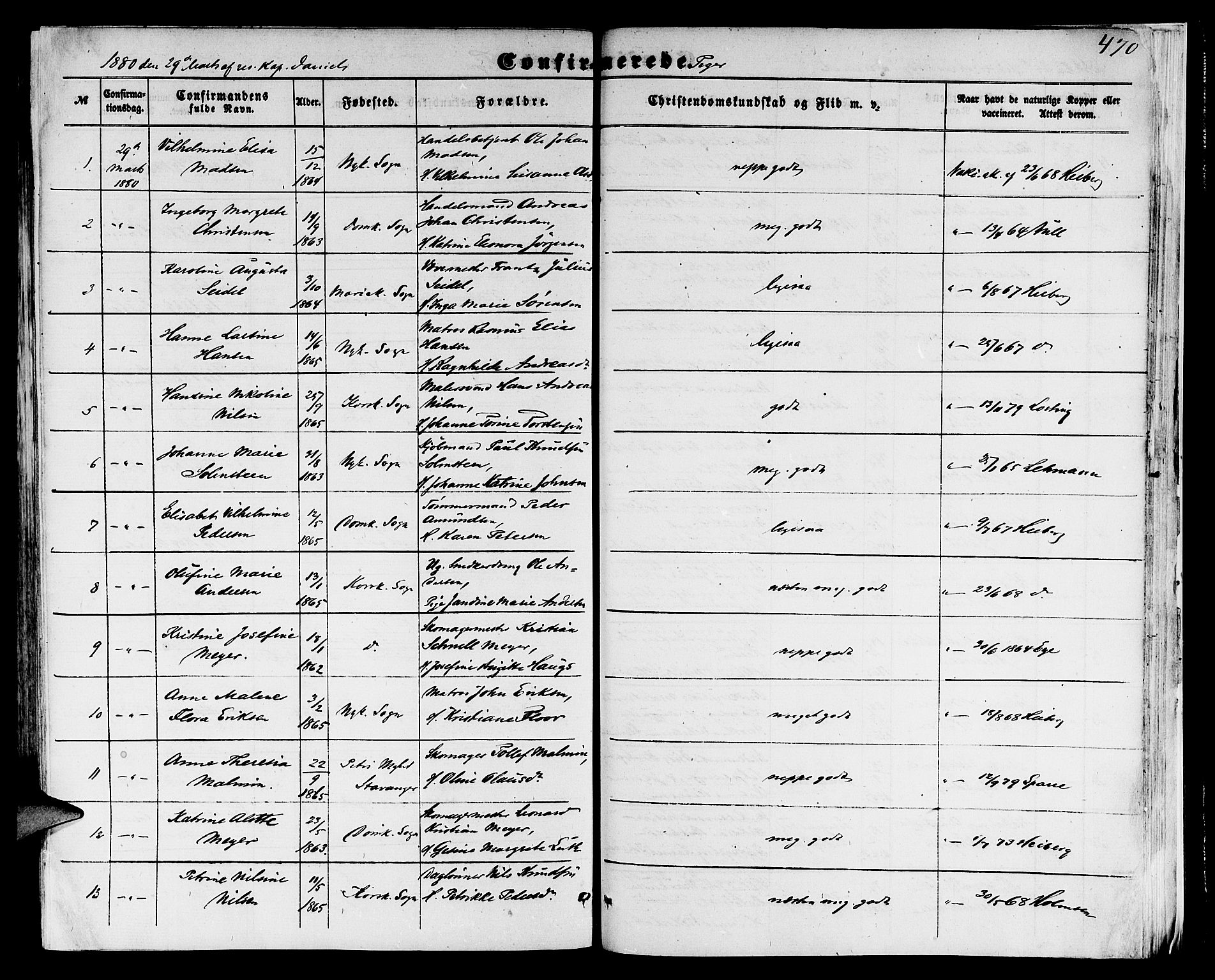 Domkirken sokneprestembete, SAB/A-74801/H/Hab/L0023: Parish register (copy) no. C 3, 1854-1880, p. 470
