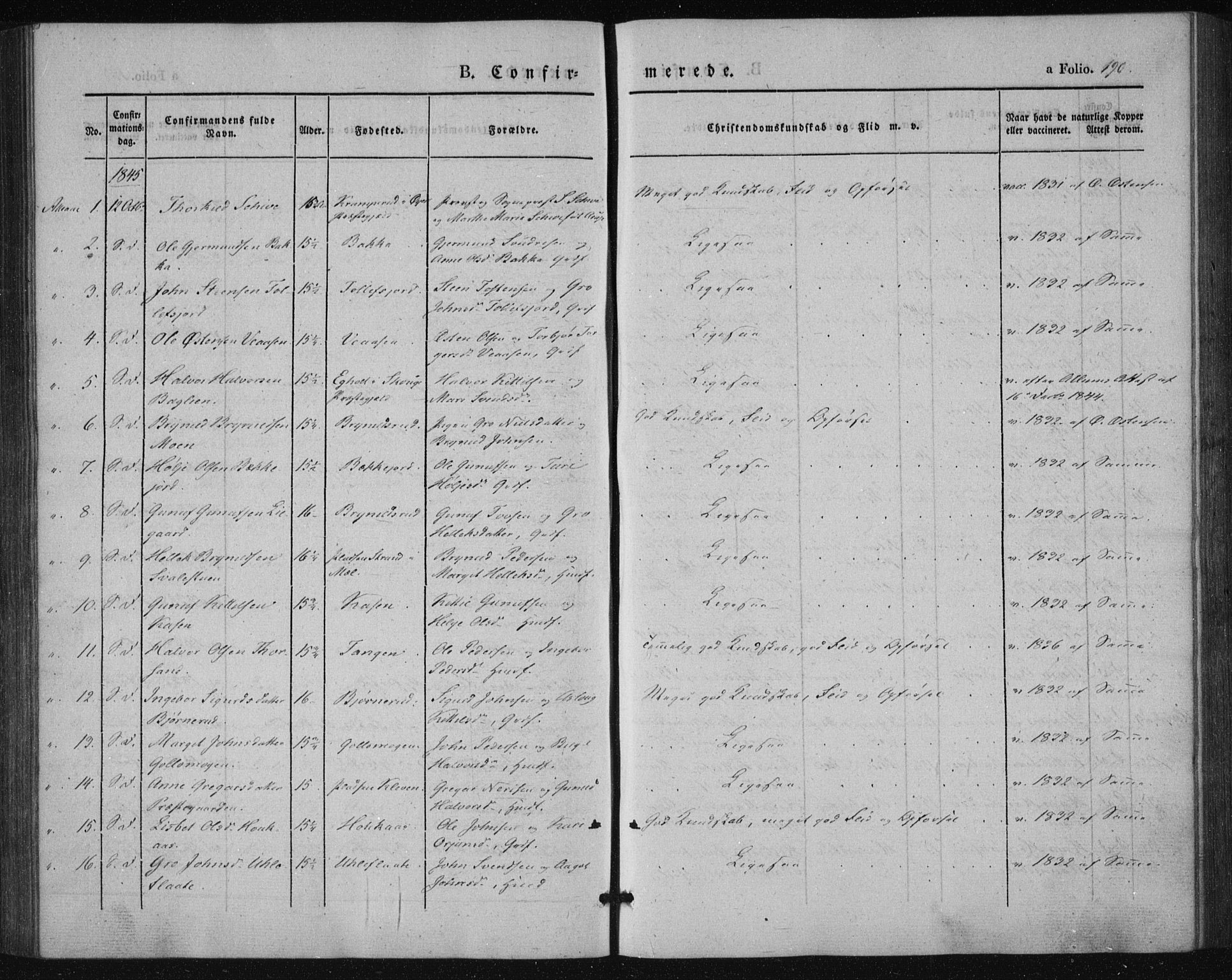 Tinn kirkebøker, SAKO/A-308/F/Fa/L0005: Parish register (official) no. I 5, 1844-1856, p. 190