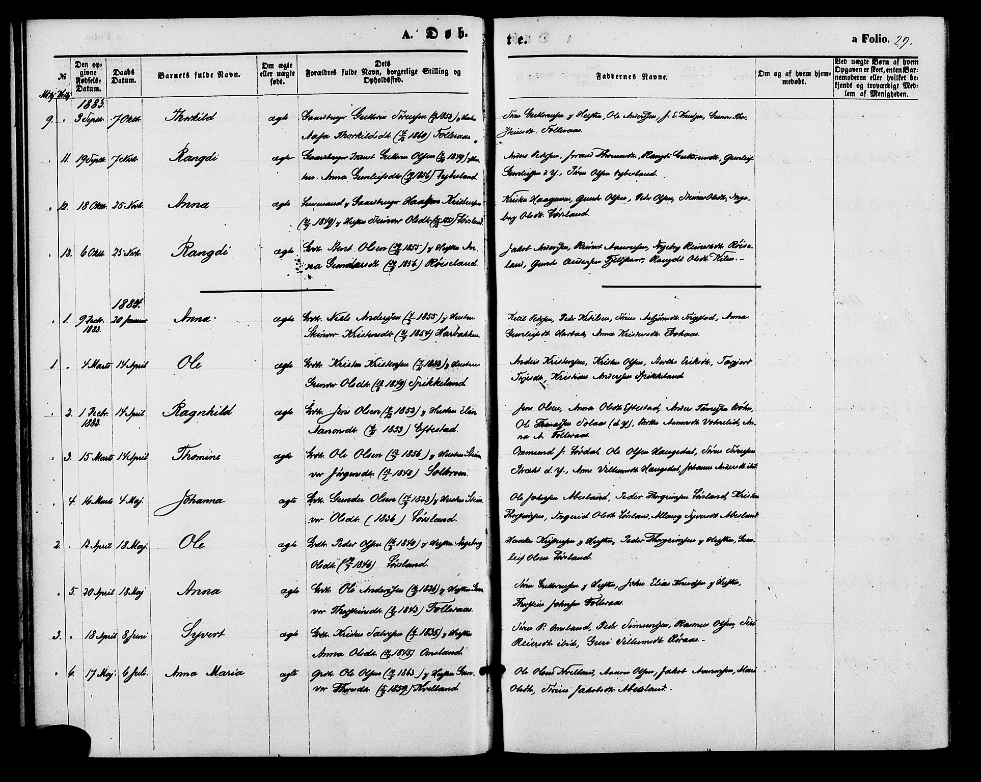 Bjelland sokneprestkontor, SAK/1111-0005/F/Fa/Fab/L0003: Parish register (official) no. A 3, 1870-1887, p. 29
