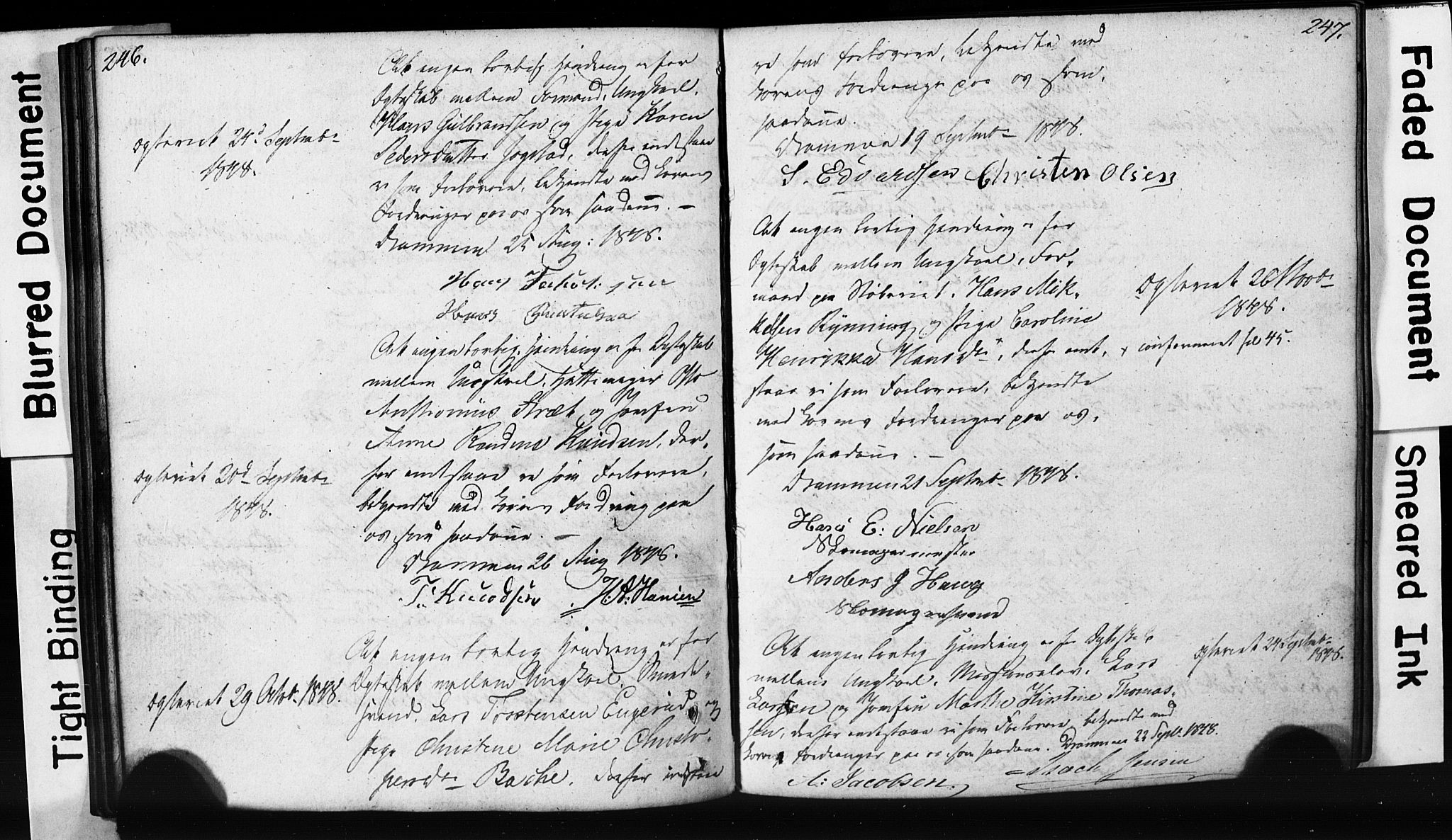 Strømsø kirkebøker, AV/SAKO-A-246/H/Hb/L0002: Best man's statements no. 2, 1815-1857, p. 246-247