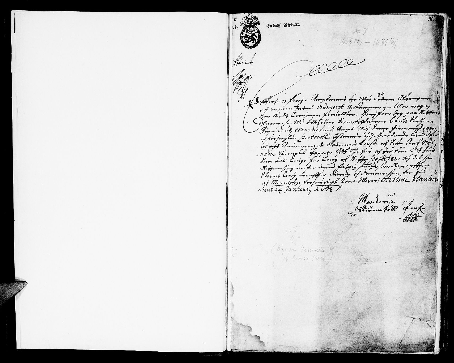 Finnmark sorenskriveri, SATØ/S-0053/F/Fa/L0012: Justisprotokoller, 1668-1671, p. 0b-1a