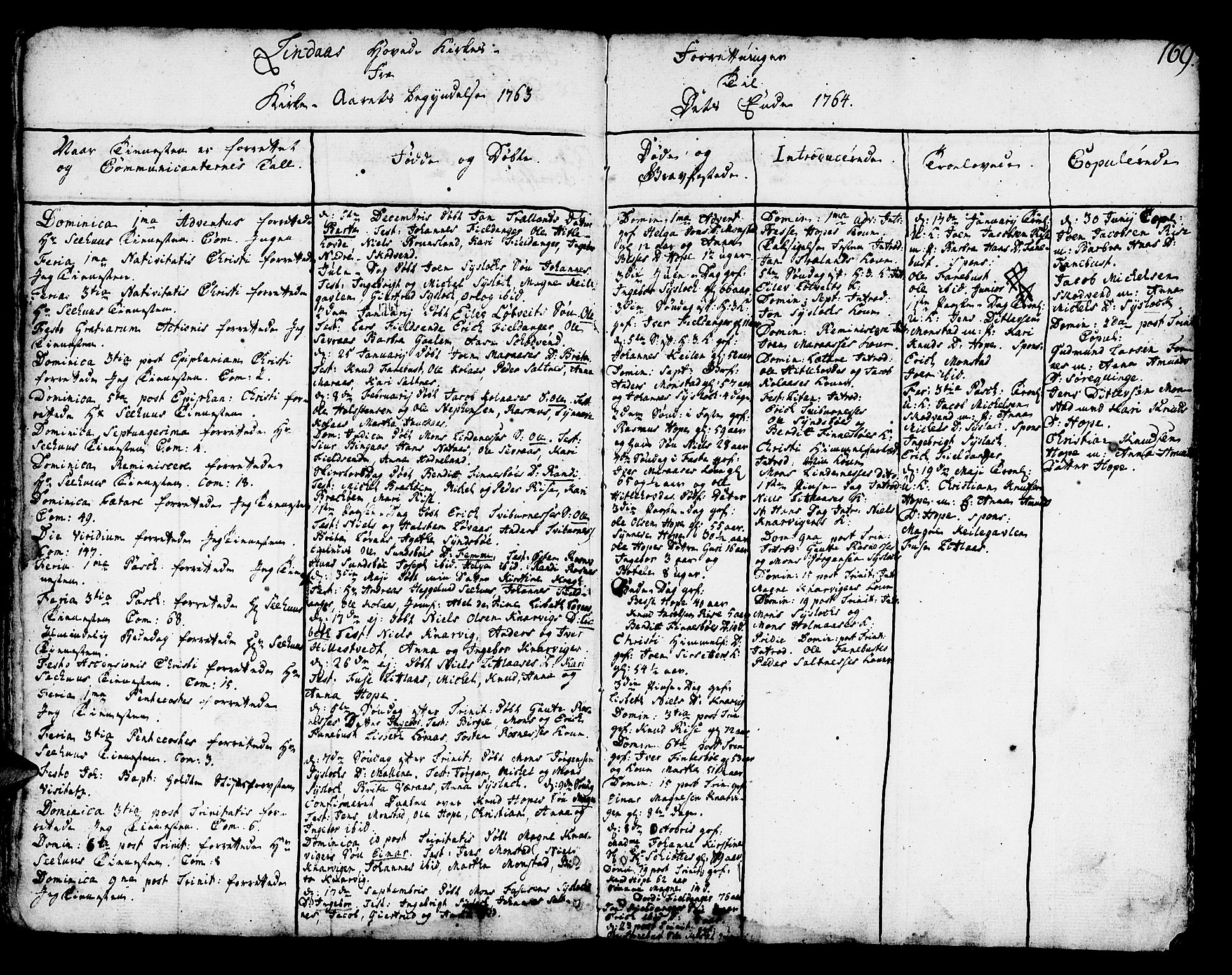 Lindås Sokneprestembete, SAB/A-76701/H/Haa: Parish register (official) no. A 3, 1748-1764, p. 169