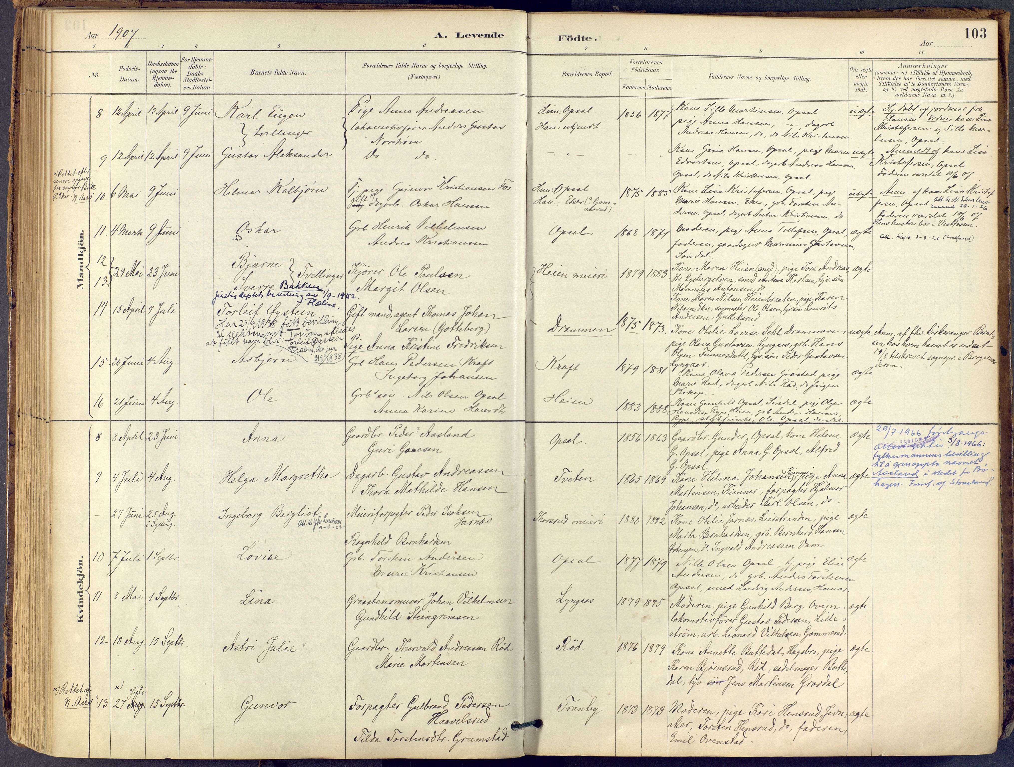 Lier kirkebøker, SAKO/A-230/F/Fb/L0001: Parish register (official) no. II 1, 1883-1910, p. 103