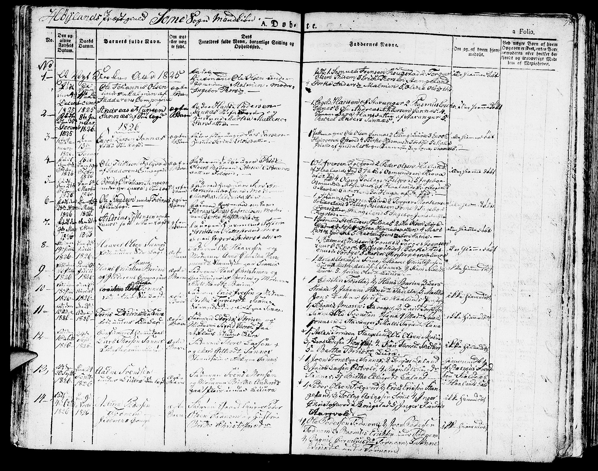 Høyland sokneprestkontor, SAST/A-101799/001/30BA/L0007: Parish register (official) no. A 7 /2, 1825-1841, p. 78