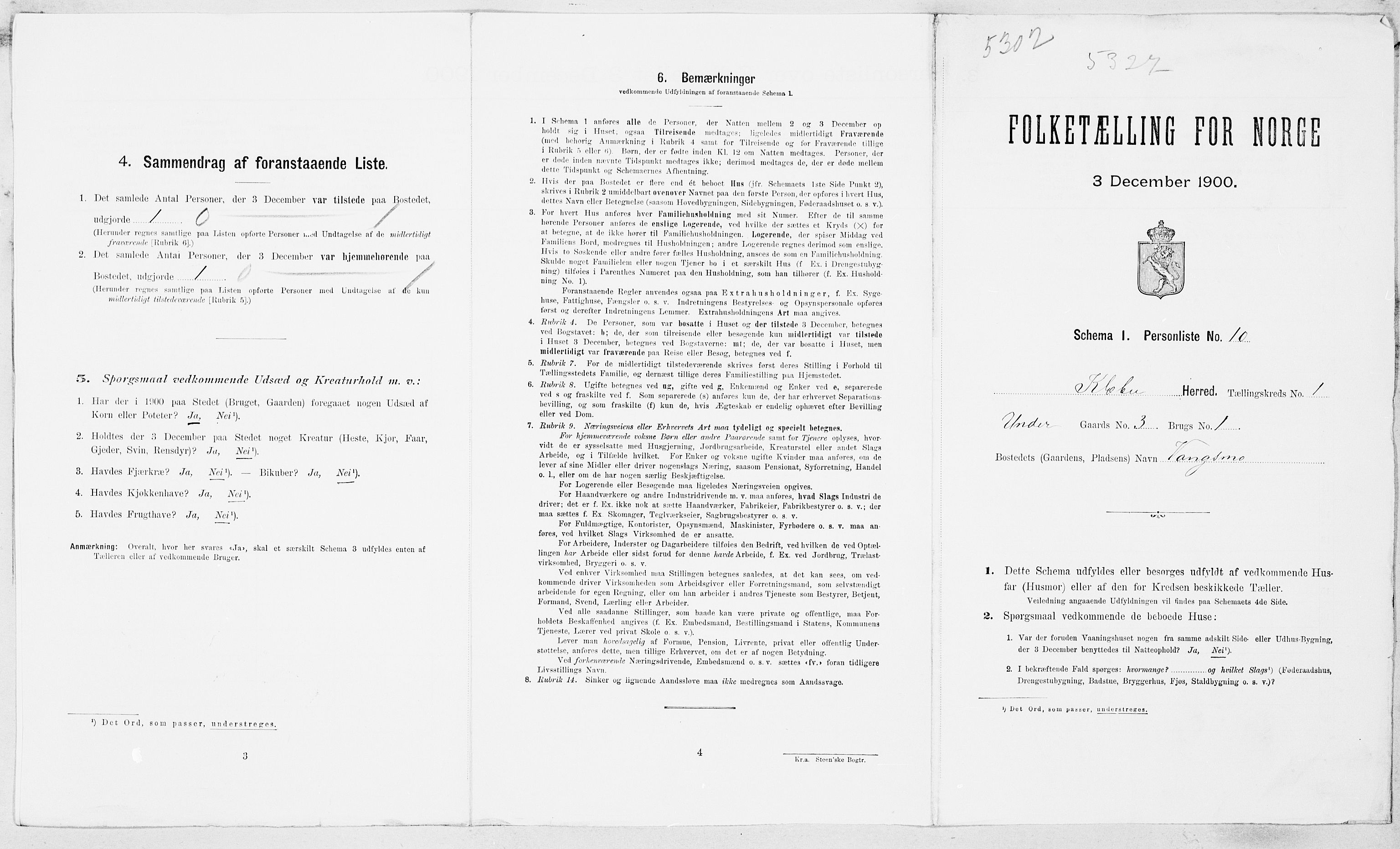 SAT, 1900 census for Klæbu, 1900, p. 14