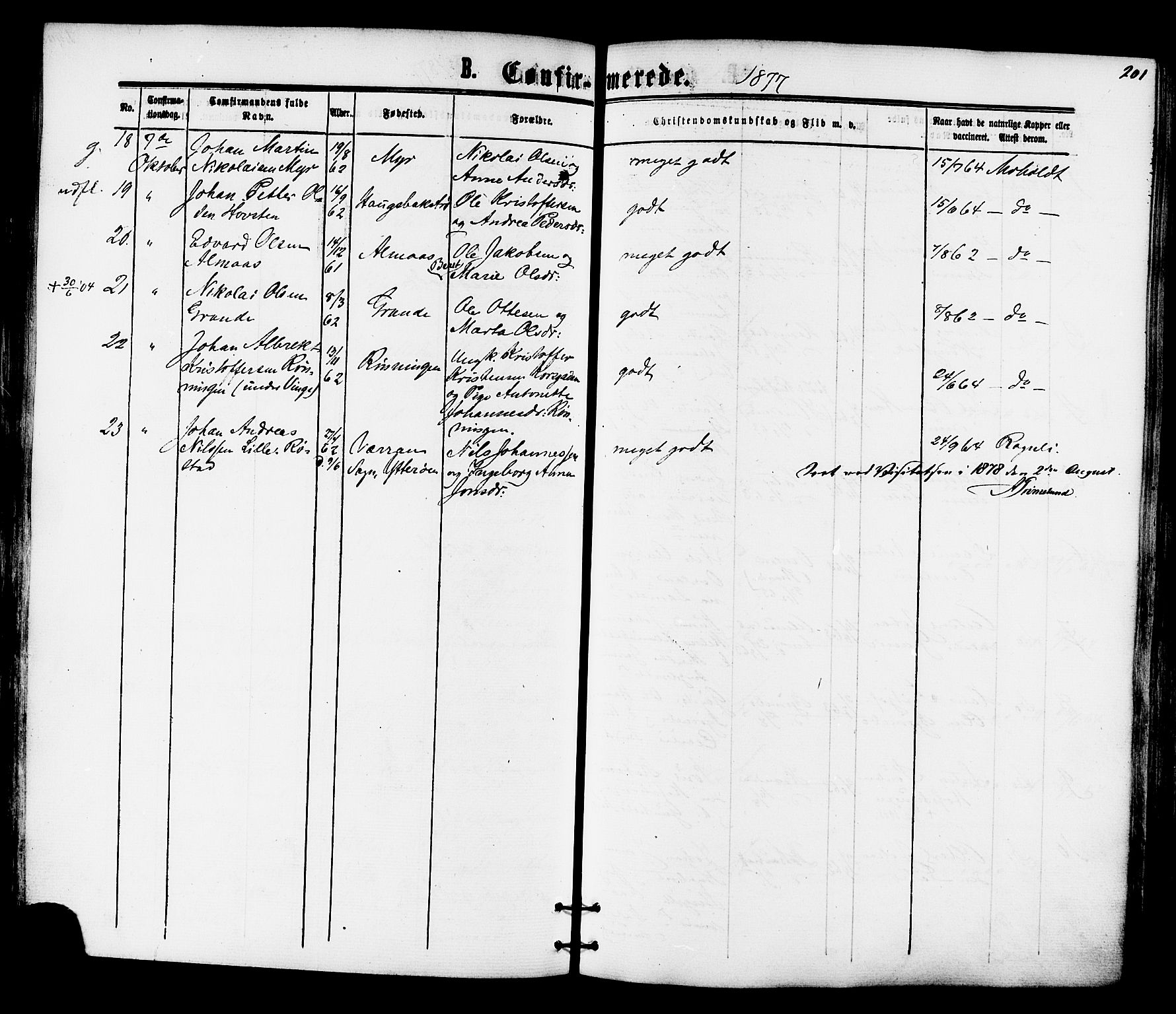 Ministerialprotokoller, klokkerbøker og fødselsregistre - Nord-Trøndelag, AV/SAT-A-1458/701/L0009: Parish register (official) no. 701A09 /1, 1864-1882, p. 201