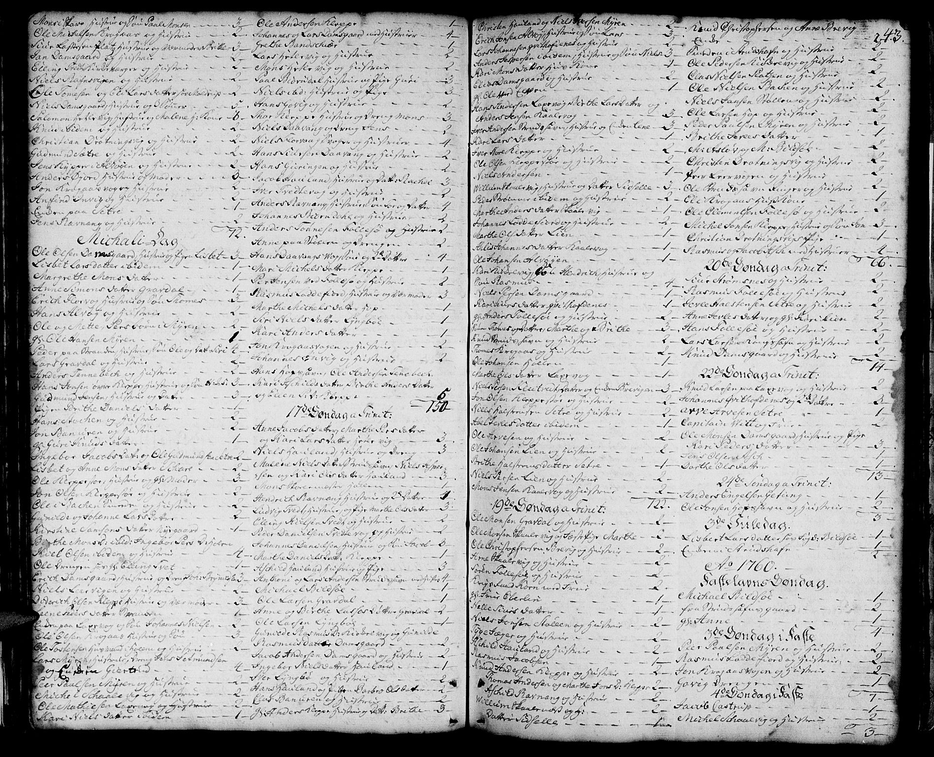 Askøy Sokneprestembete, SAB/A-74101/H/Ha/Haa/Haaa/L0001: Parish register (official) no. A 1, 1742-1818, p. 43