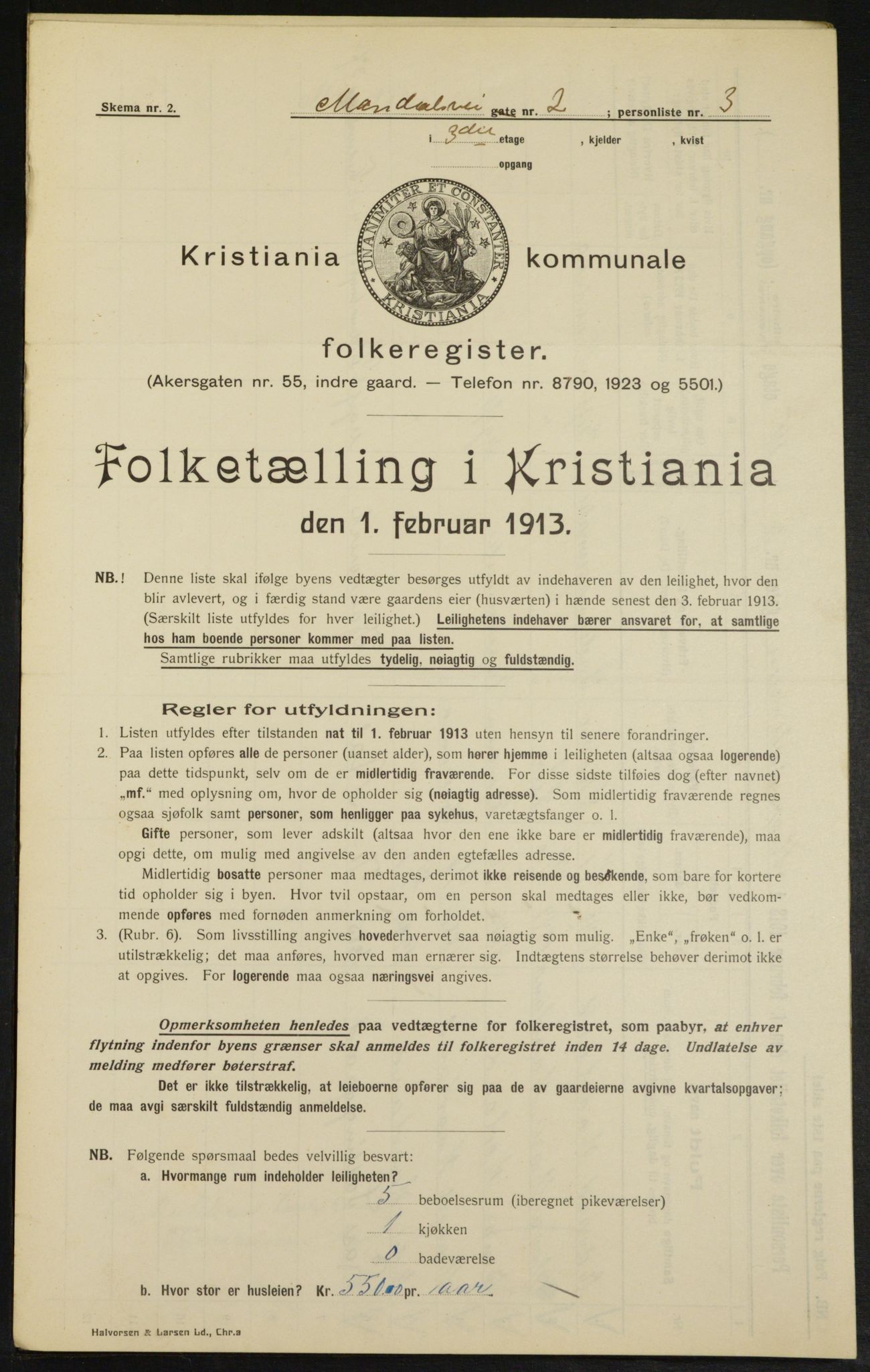 OBA, Municipal Census 1913 for Kristiania, 1913, p. 60398