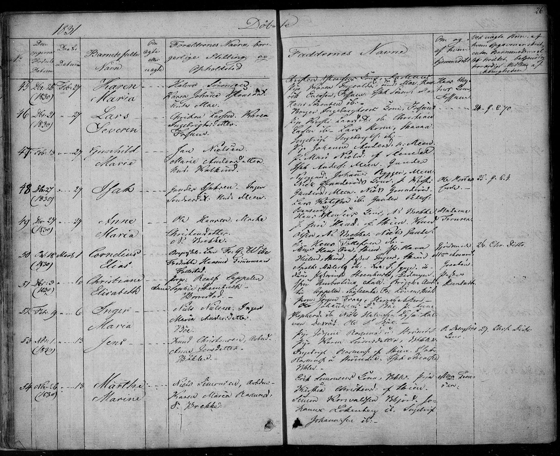 Gjerpen kirkebøker, AV/SAKO-A-265/F/Fa/L0006: Parish register (official) no. I 6, 1829-1834, p. 26