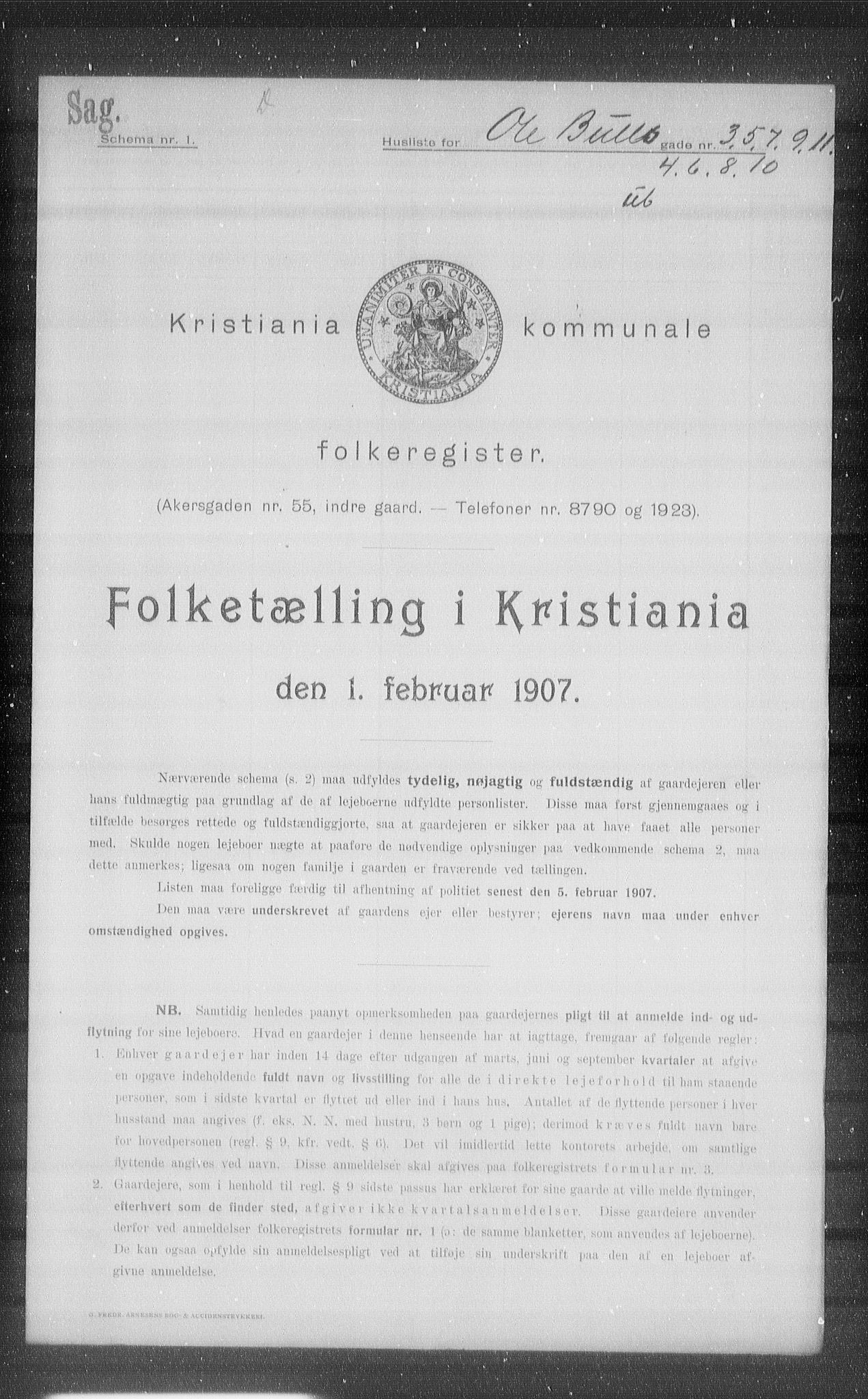 OBA, Municipal Census 1907 for Kristiania, 1907, p. 38632