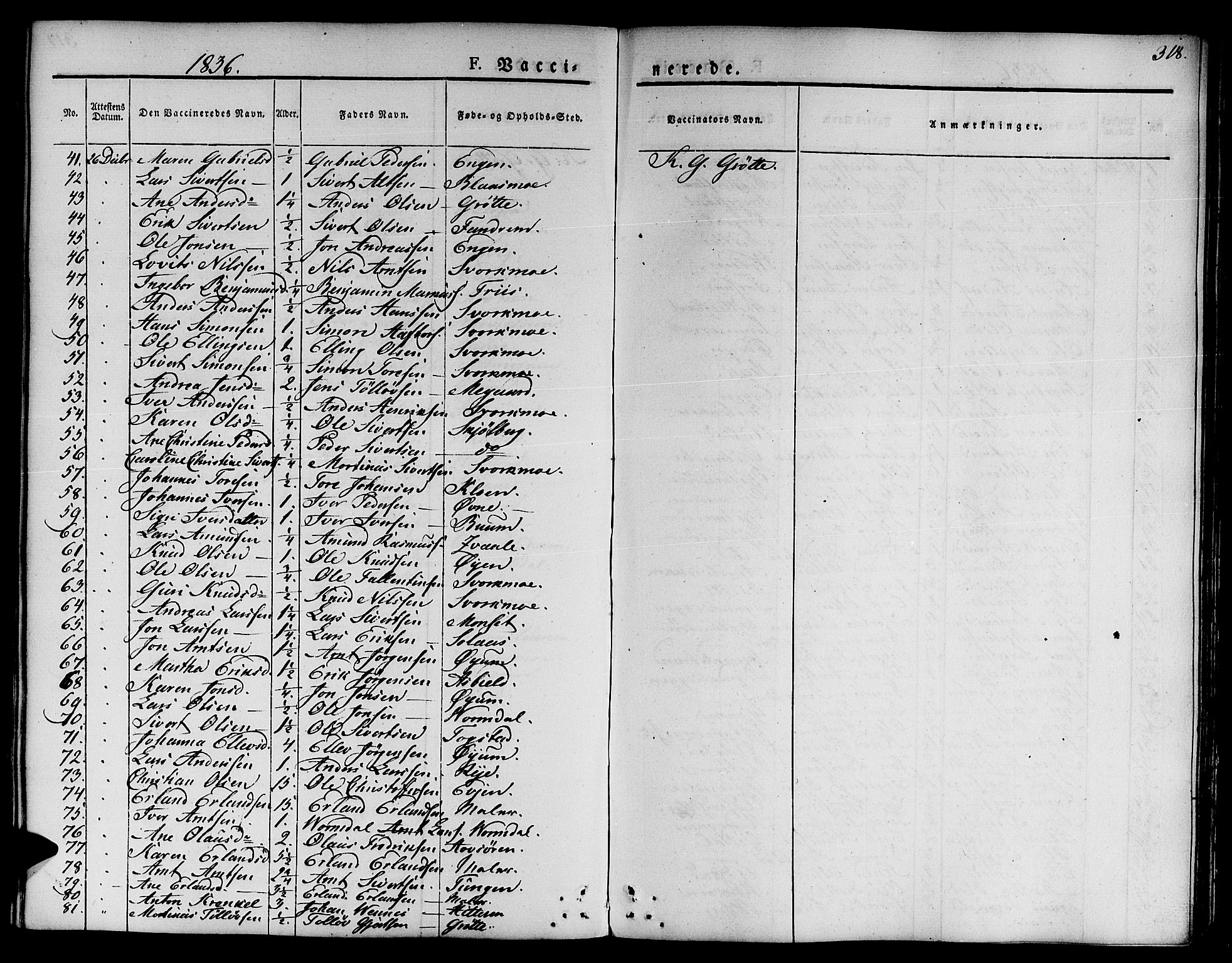 Ministerialprotokoller, klokkerbøker og fødselsregistre - Sør-Trøndelag, AV/SAT-A-1456/668/L0804: Parish register (official) no. 668A04, 1826-1839, p. 318