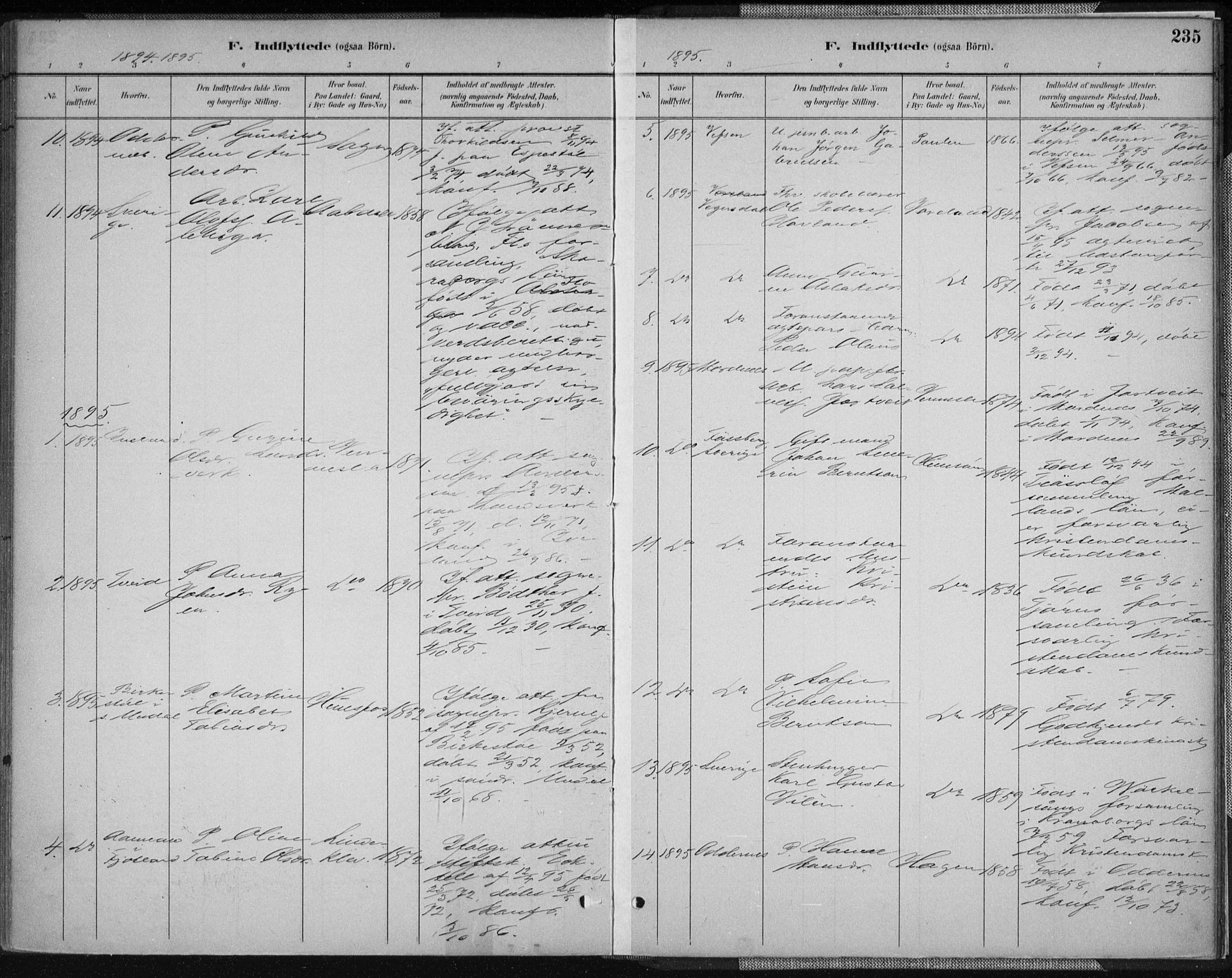 Vennesla sokneprestkontor, AV/SAK-1111-0045/Fa/Fab/L0004: Parish register (official) no. A 4, 1884-1896, p. 235