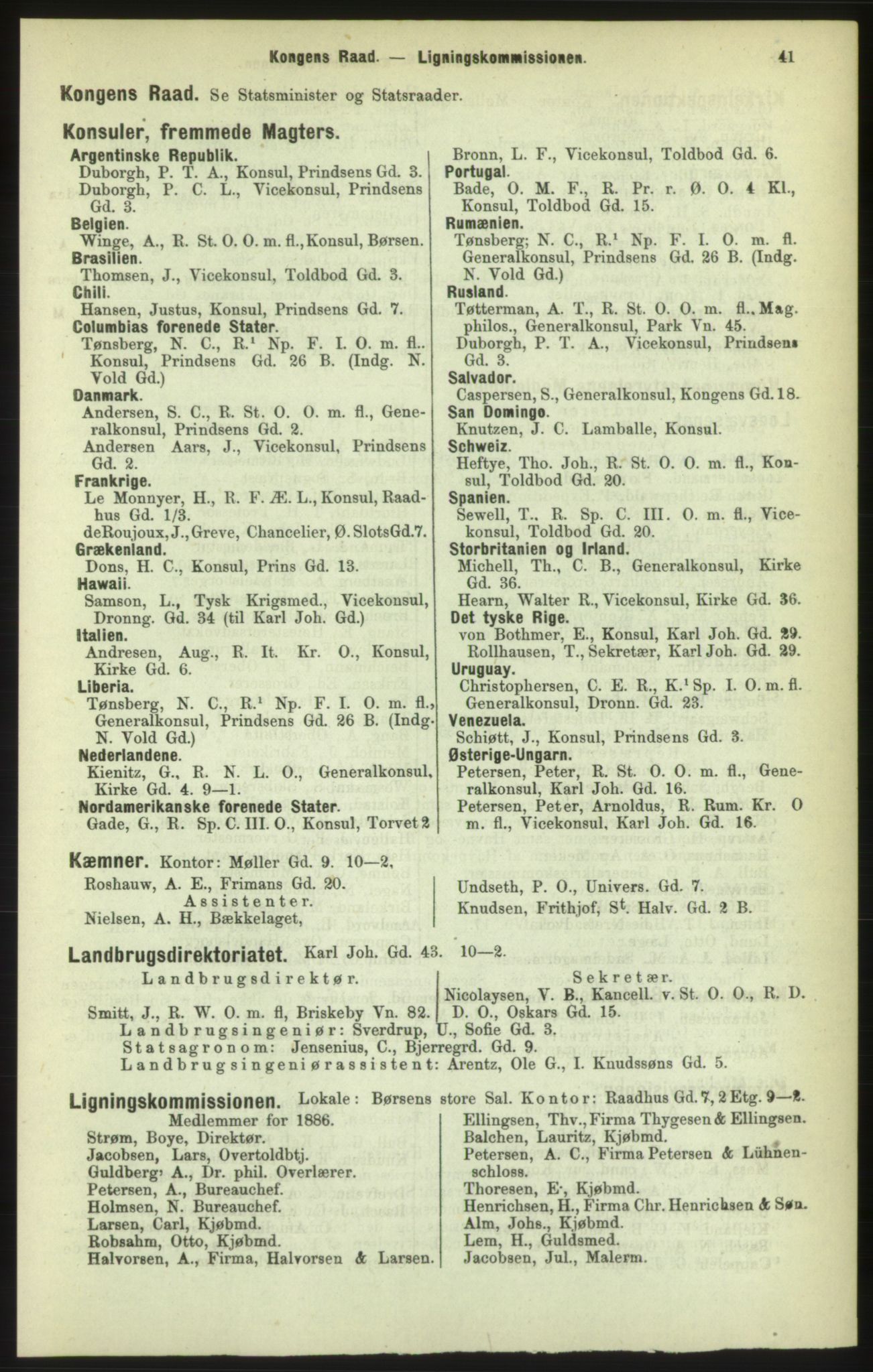 Kristiania/Oslo adressebok, PUBL/-, 1886, p. 41