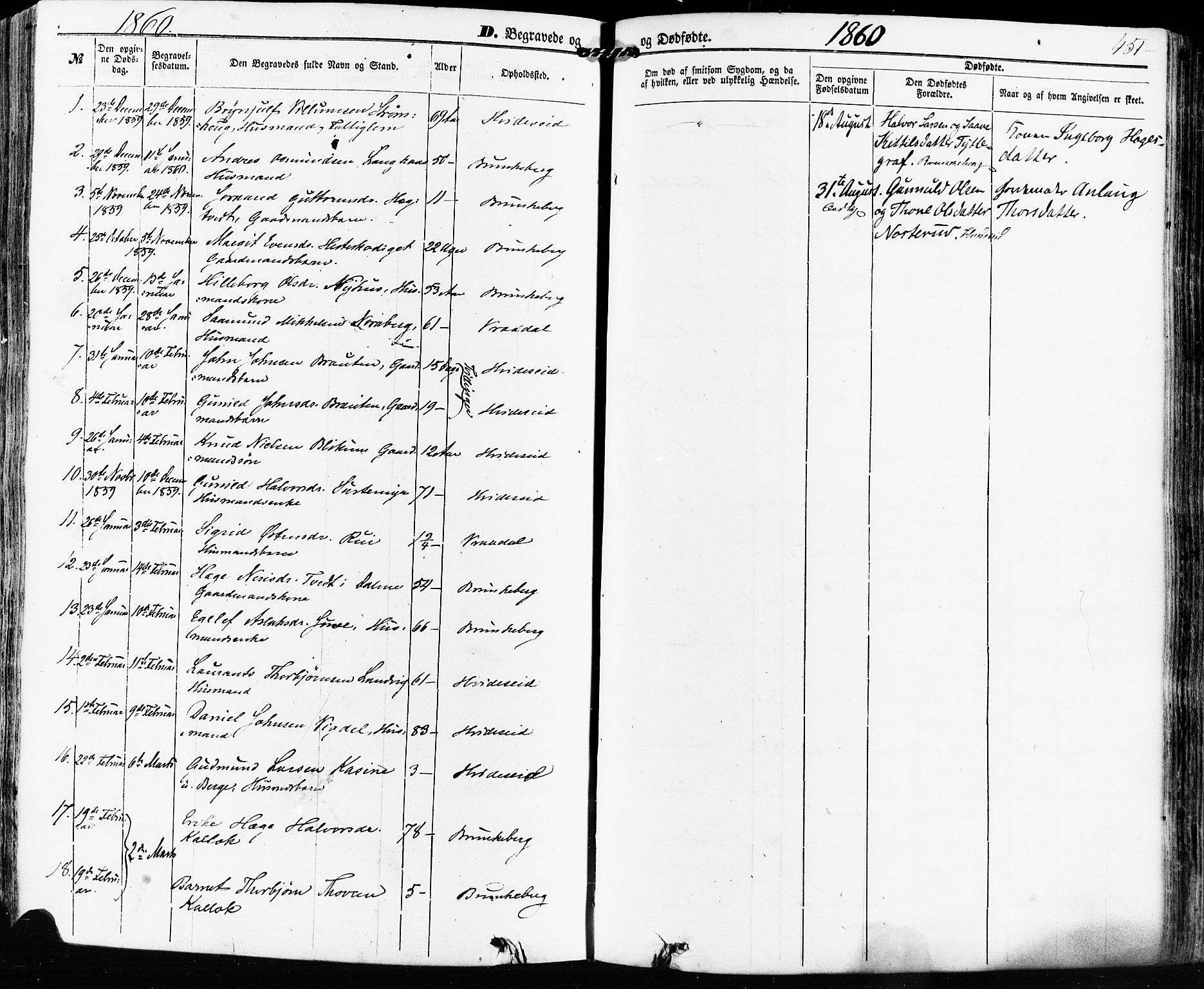 Kviteseid kirkebøker, SAKO/A-276/F/Fa/L0007: Parish register (official) no. I 7, 1859-1881, p. 451