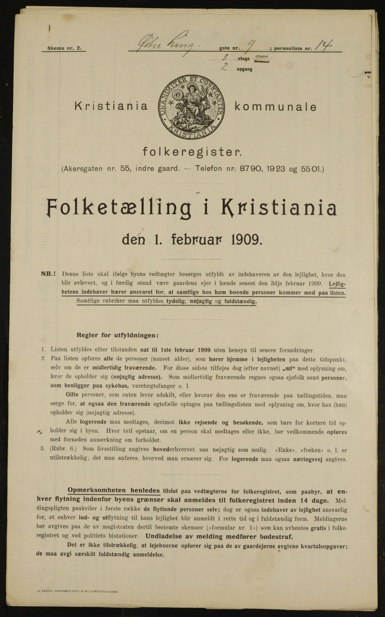 OBA, Municipal Census 1909 for Kristiania, 1909, p. 41478