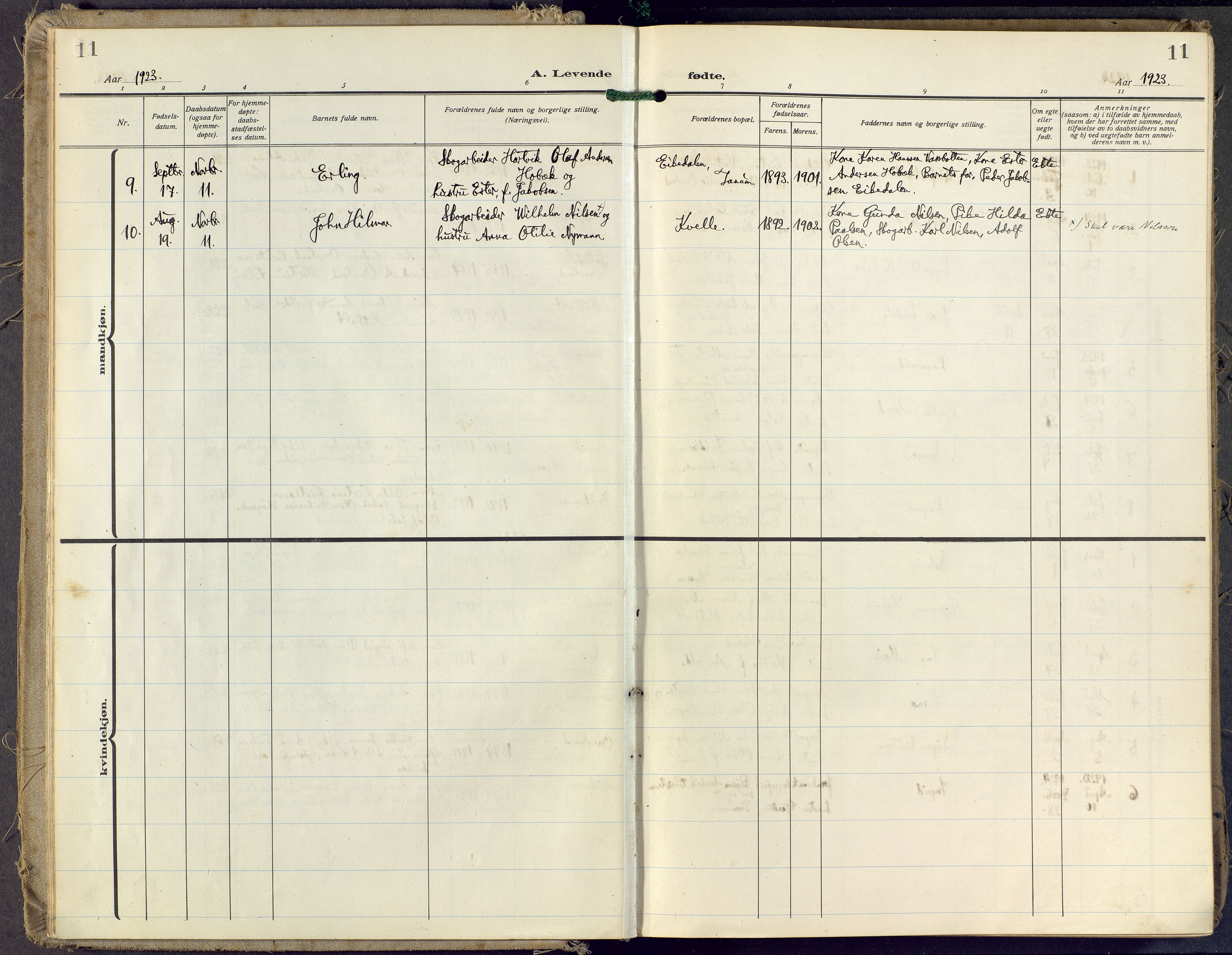 Brunlanes kirkebøker, AV/SAKO-A-342/F/Fd/L0002: Parish register (official) no. IV 2, 1918-1958, p. 11