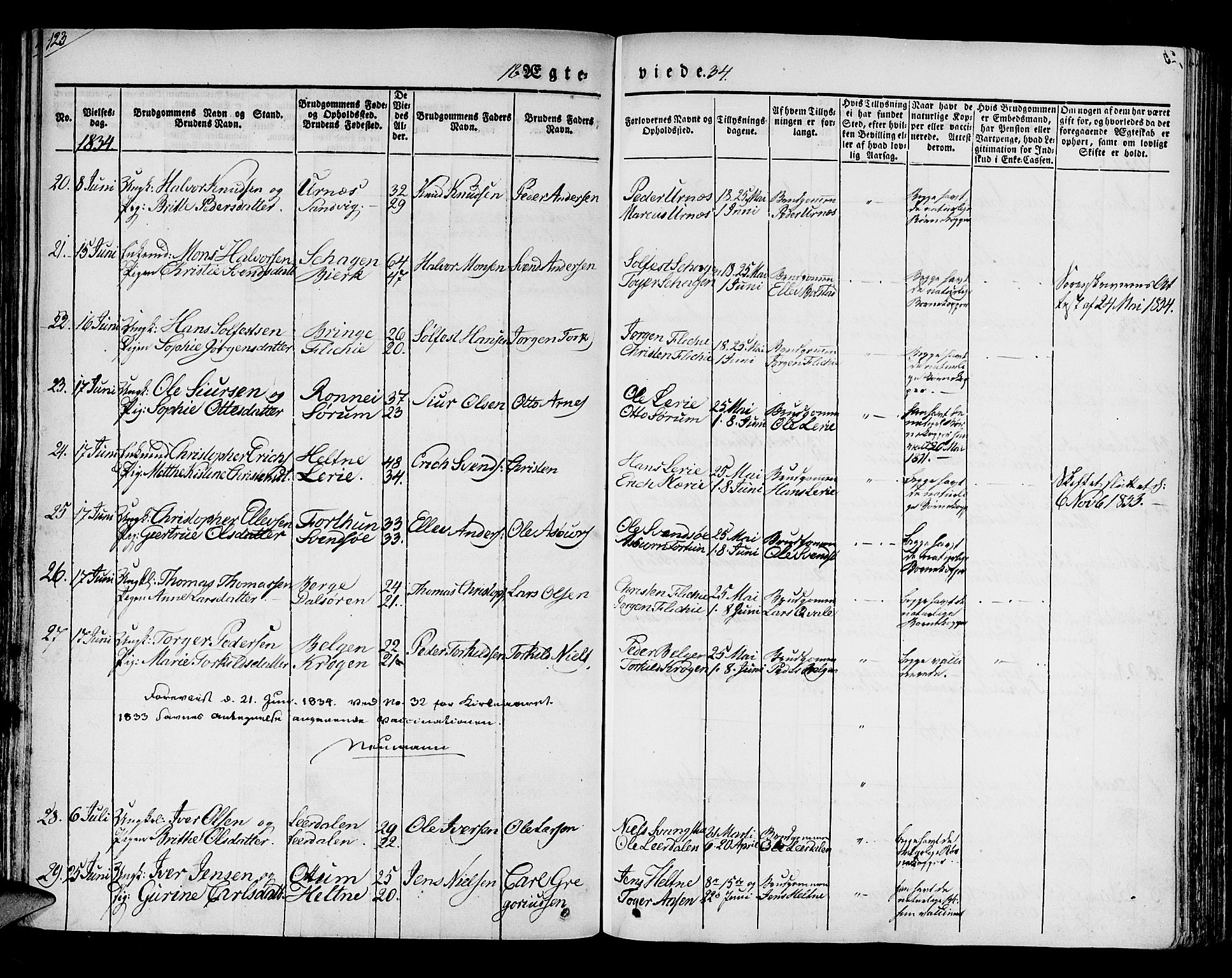 Luster sokneprestembete, AV/SAB-A-81101/H/Haa/Haaa/L0005: Parish register (official) no. A 5, 1831-1841, p. 123