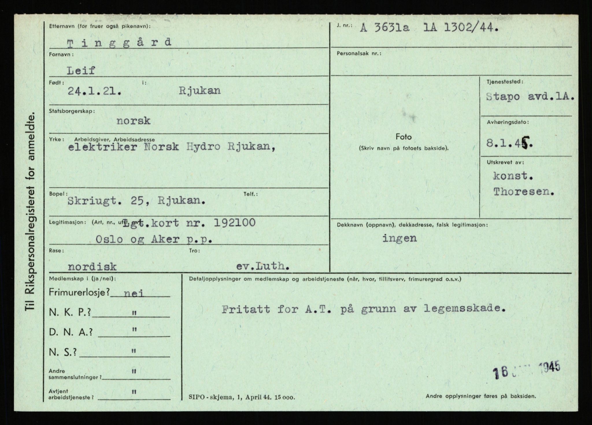 Statspolitiet - Hovedkontoret / Osloavdelingen, AV/RA-S-1329/C/Ca/L0015: Svea - Tøsse, 1943-1945, p. 3191