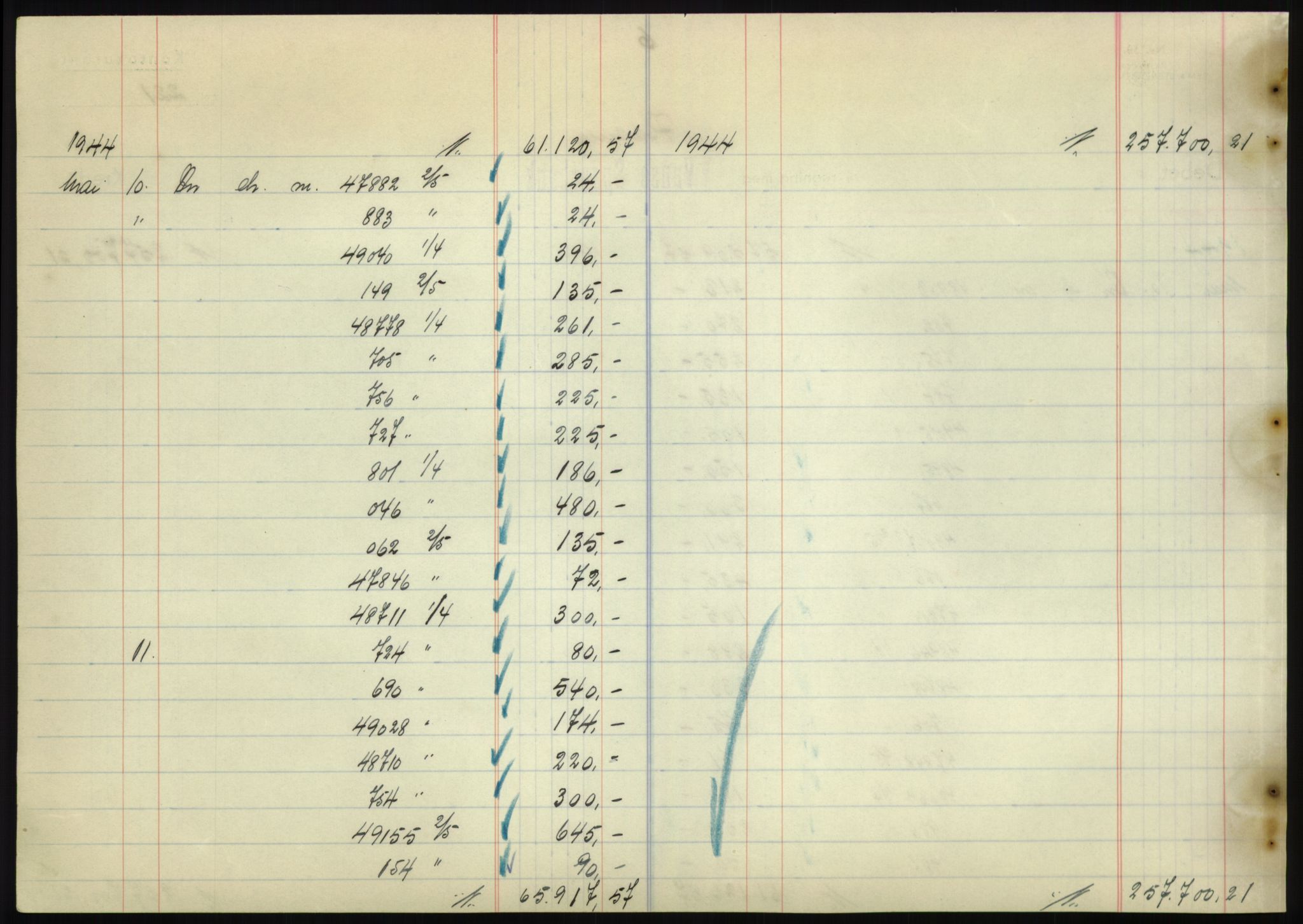 Forsvarsdepartementet, 10. kontor / Oppgjørskontoret, AV/RA-RAFA-1225/D/Db/L0180: Lista oppgjørskontor, 1942-1952, p. 2244