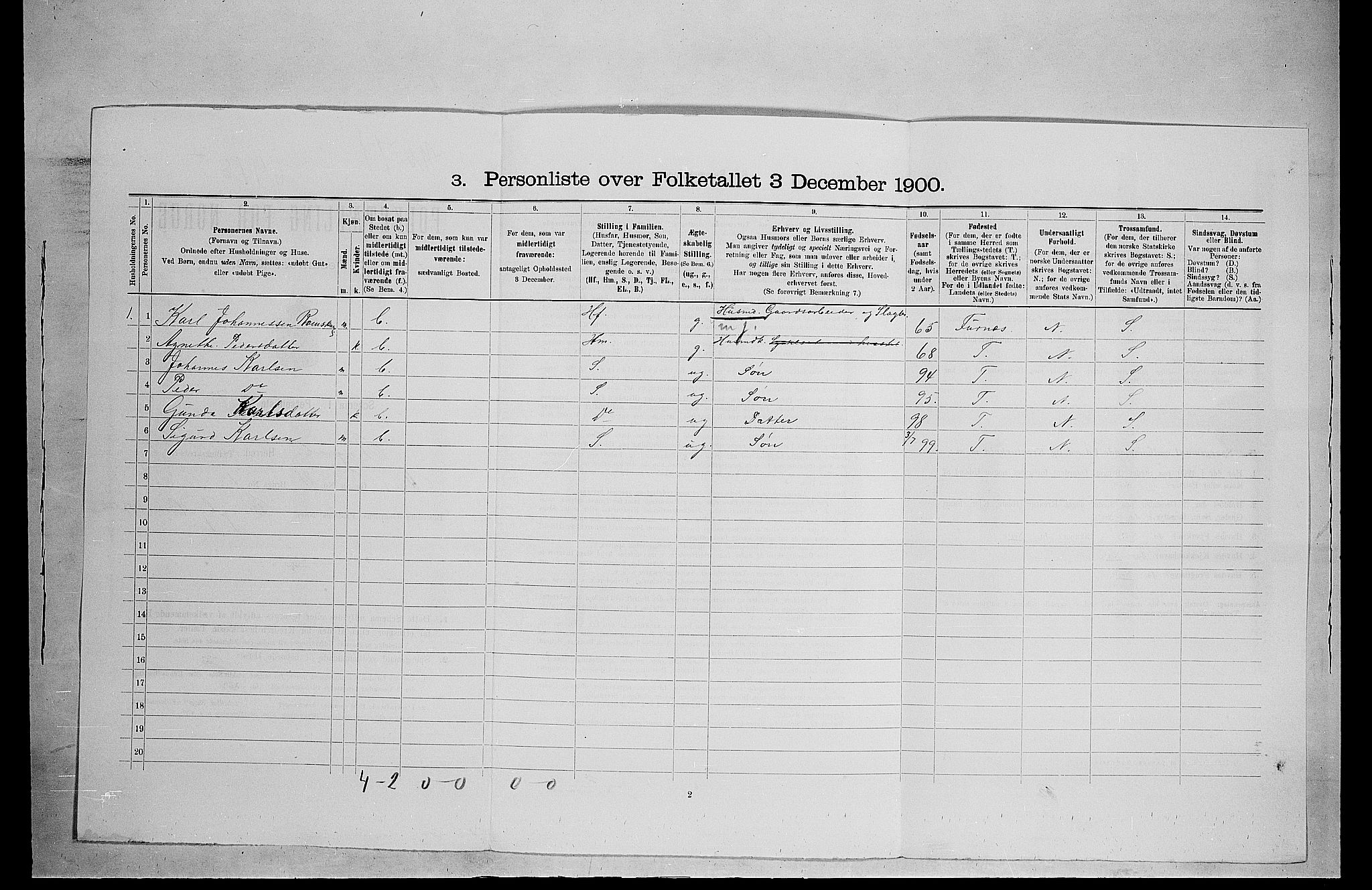 SAH, 1900 census for Ringsaker, 1900, p. 164