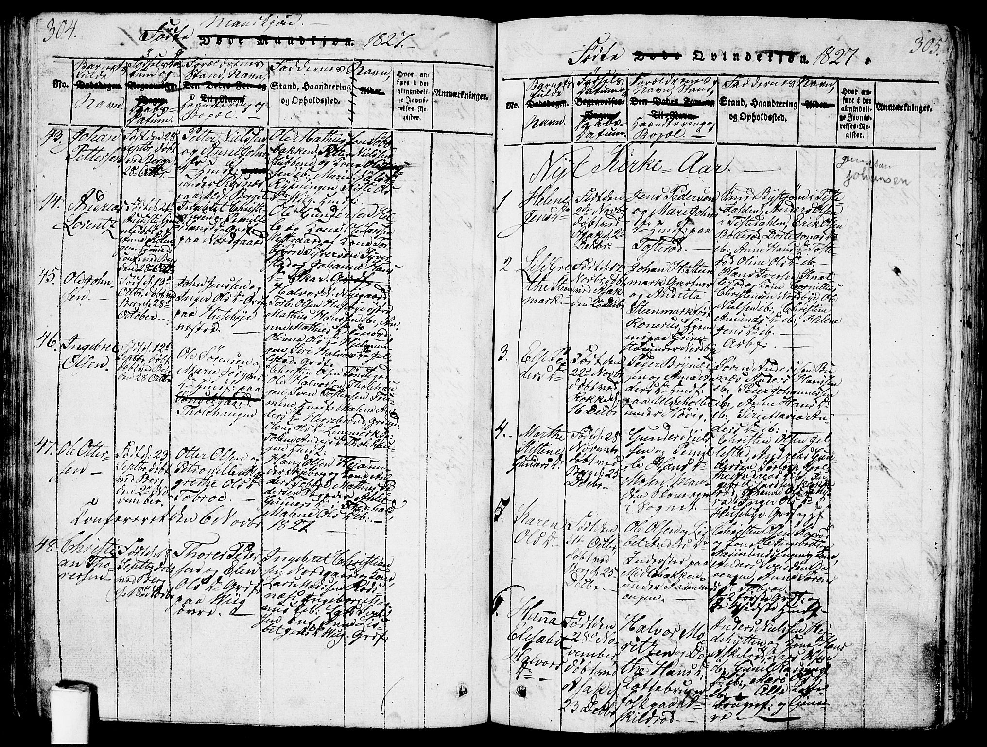 Berg prestekontor Kirkebøker, SAO/A-10902/G/Ga/L0001: Parish register (copy) no. I 1, 1815-1832, p. 304-305