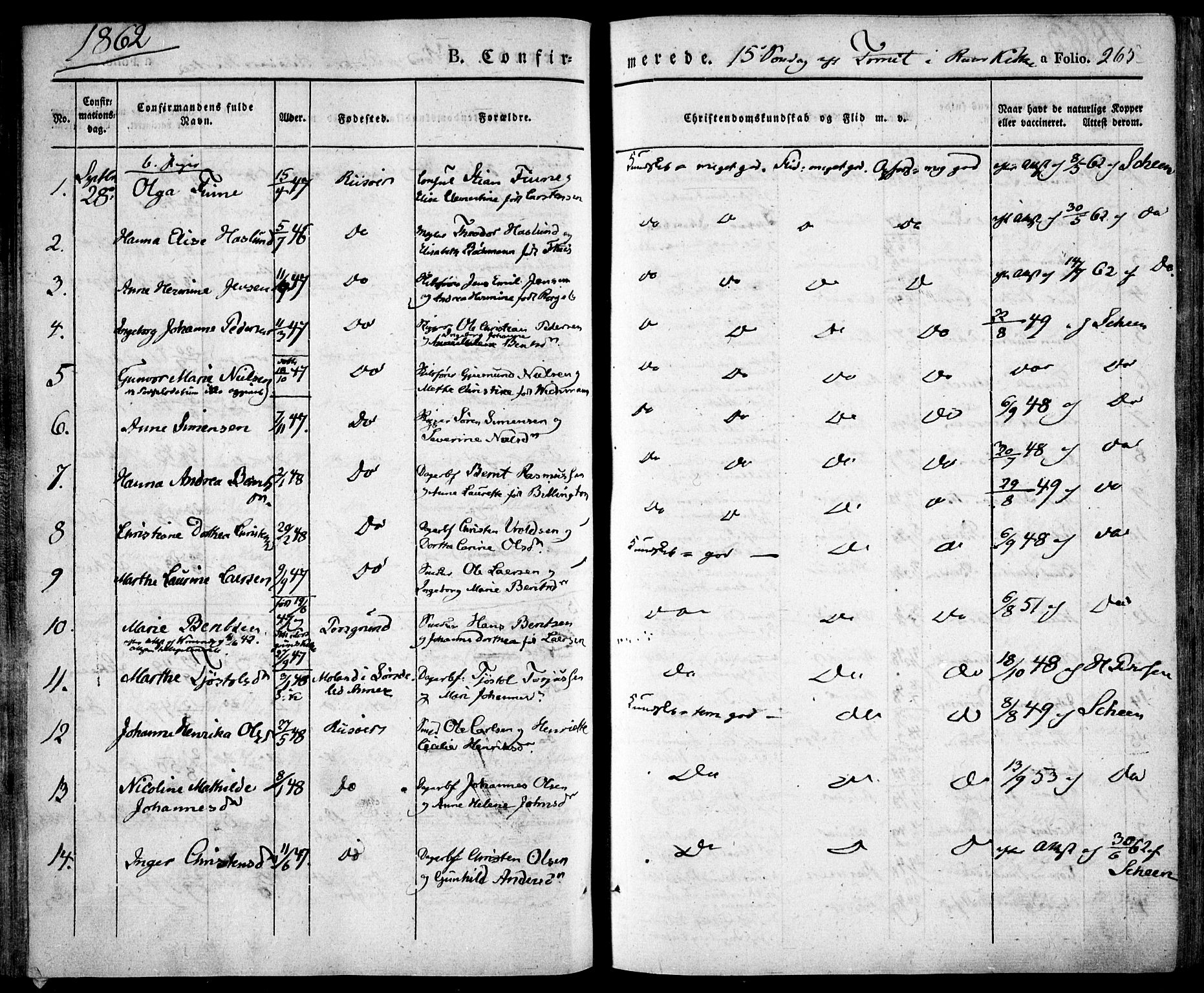 Risør sokneprestkontor, AV/SAK-1111-0035/F/Fa/L0003: Parish register (official) no. A 3, 1838-1864, p. 265