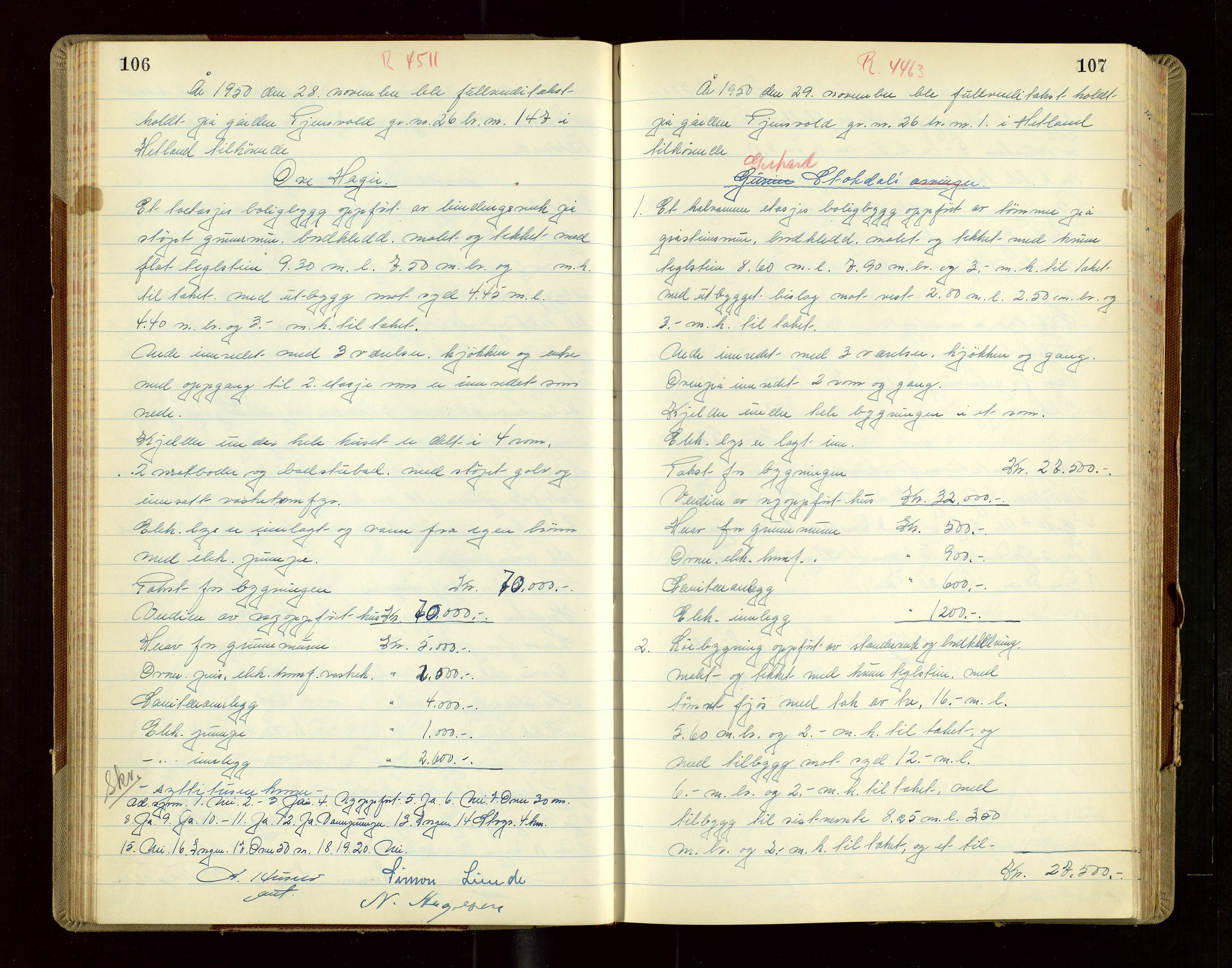 Hetland lensmannskontor, AV/SAST-A-100101/Goa/L0010: "Branntakstprotokoll", 1950-1952, p. 106-107