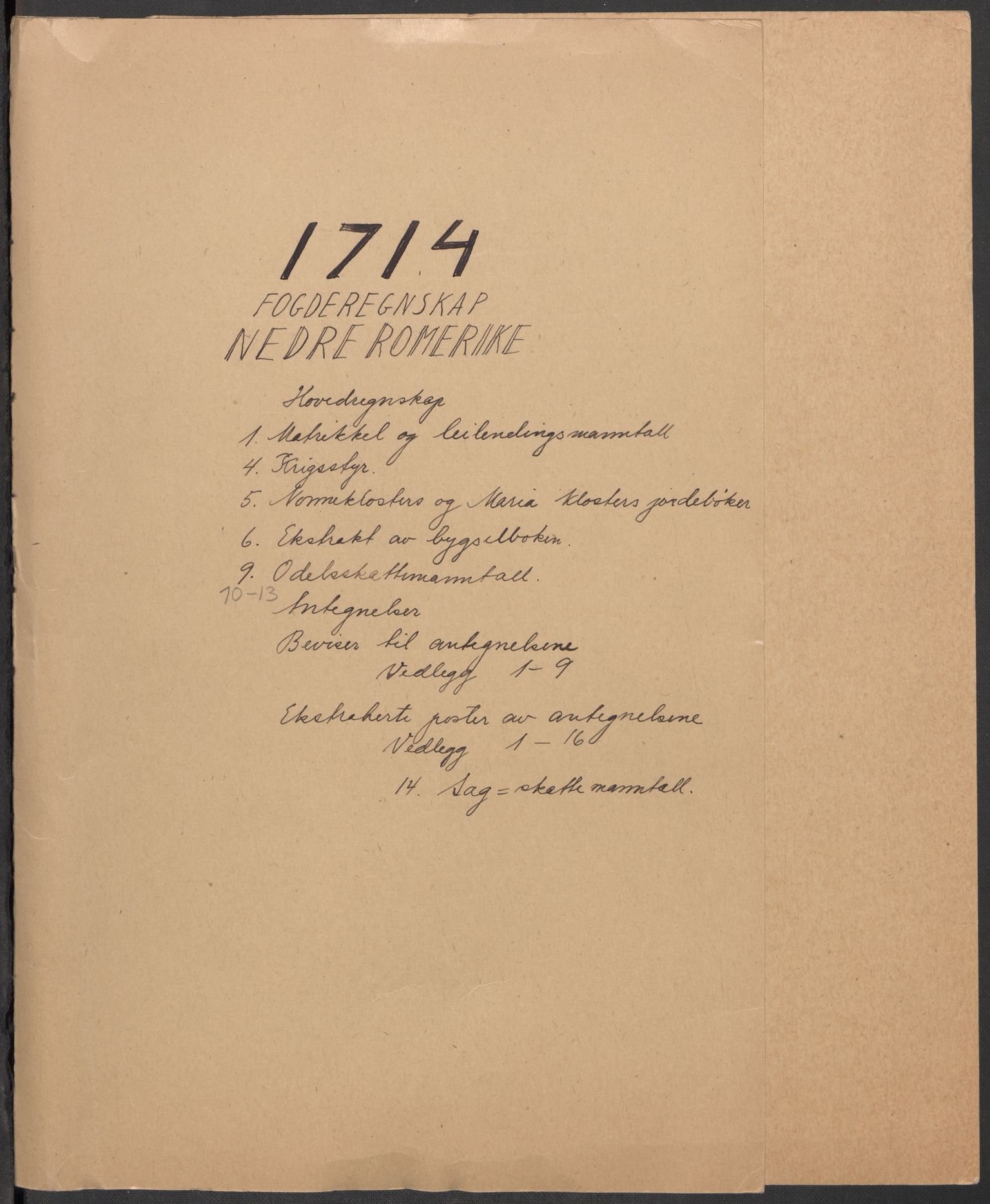 Rentekammeret inntil 1814, Reviderte regnskaper, Fogderegnskap, RA/EA-4092/R11/L0596: Fogderegnskap Nedre Romerike, 1714, p. 2