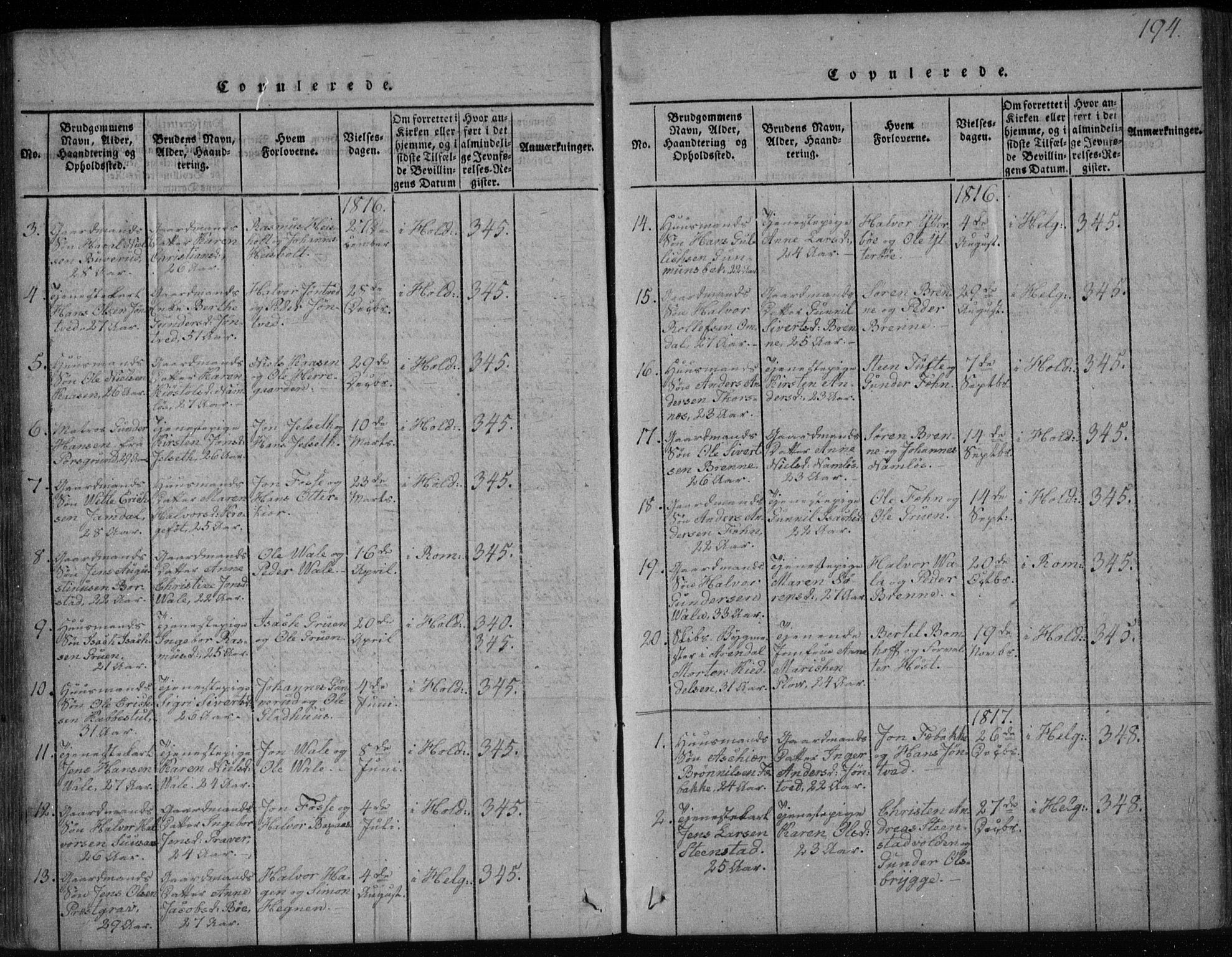 Holla kirkebøker, SAKO/A-272/F/Fa/L0003: Parish register (official) no. 3, 1815-1830, p. 194